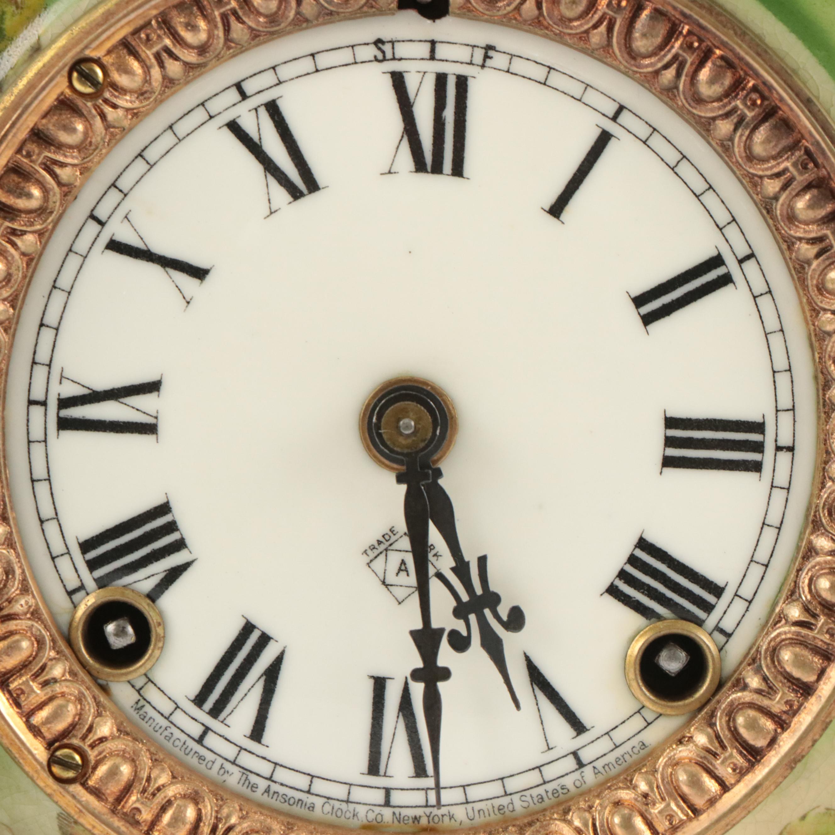 Ansonia "Wave" Victorian Style Ceramic Mantel Clock