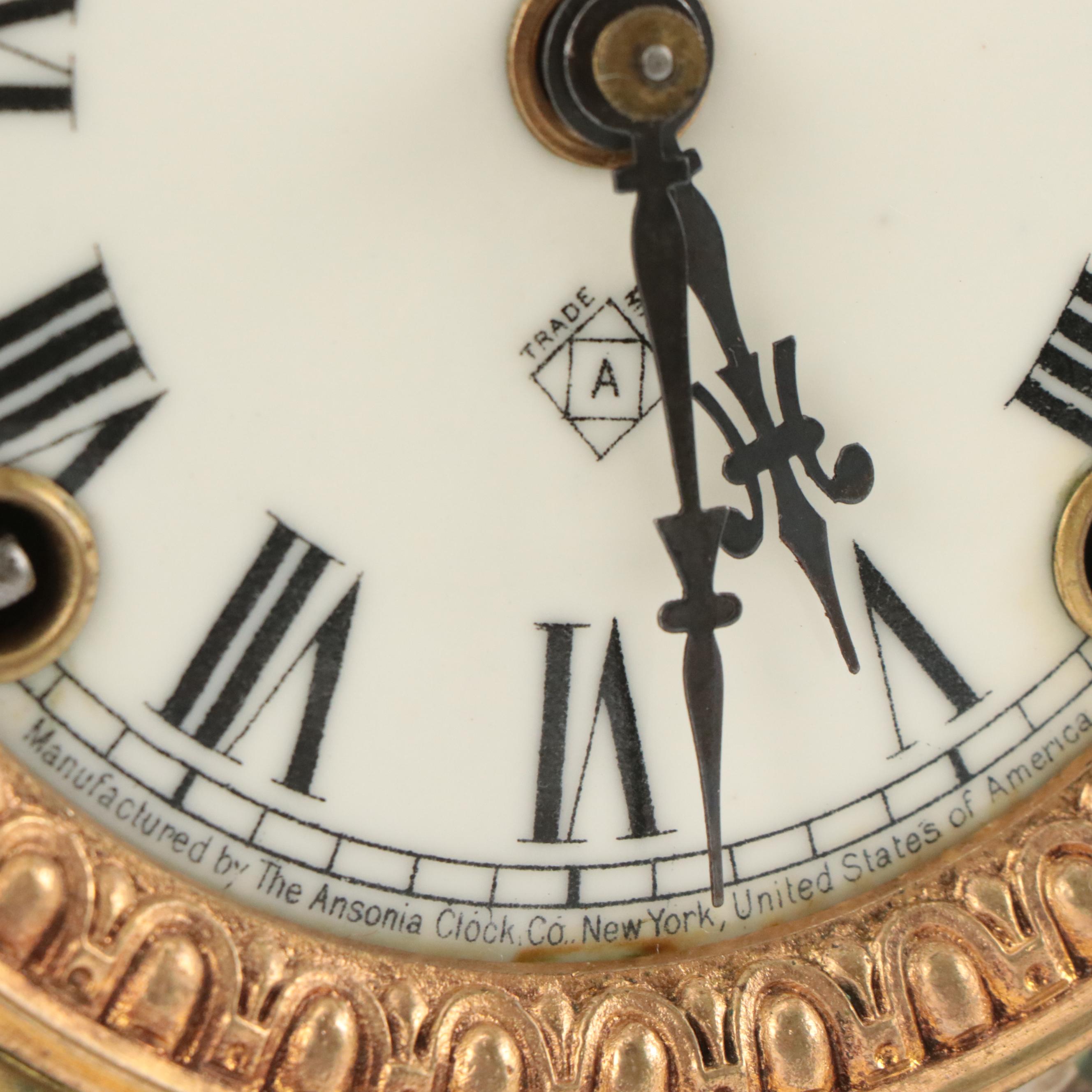 Ansonia "Wave" Victorian Style Ceramic Mantel Clock