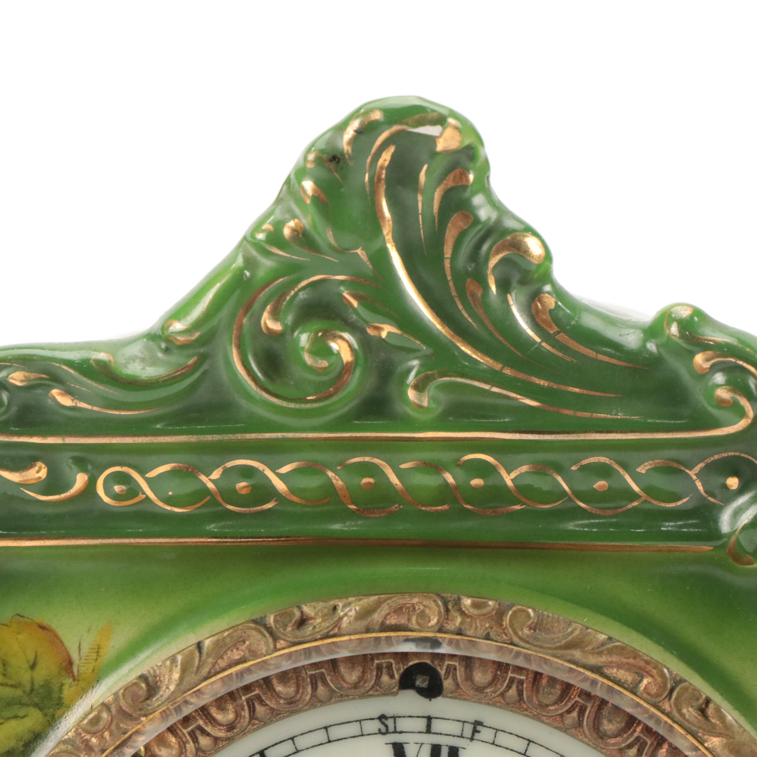 Ansonia "Wave" Victorian Style Ceramic Mantel Clock