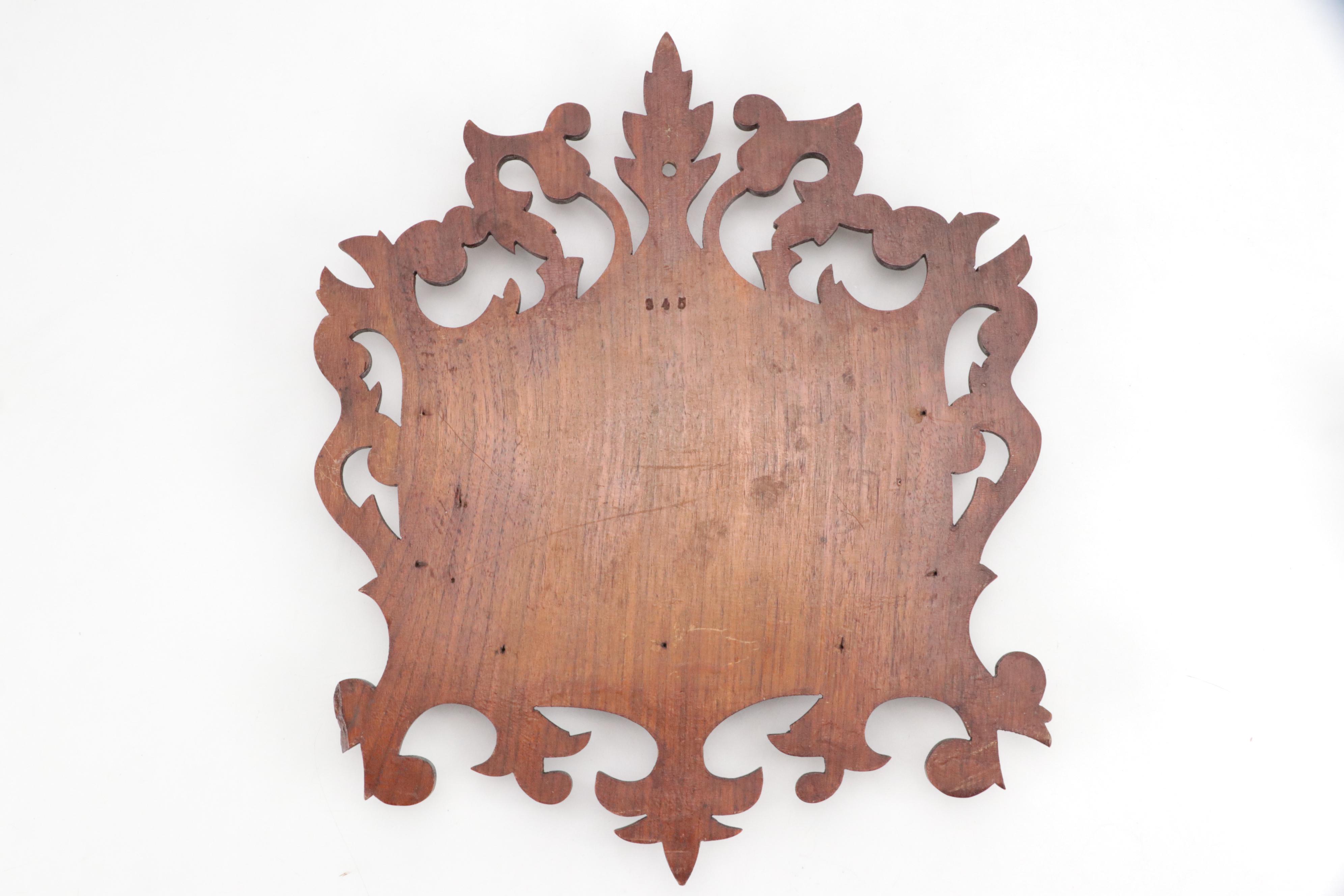 Victorian Style Wood and Leather Wall Hanging Document Holder with Beaded Accent