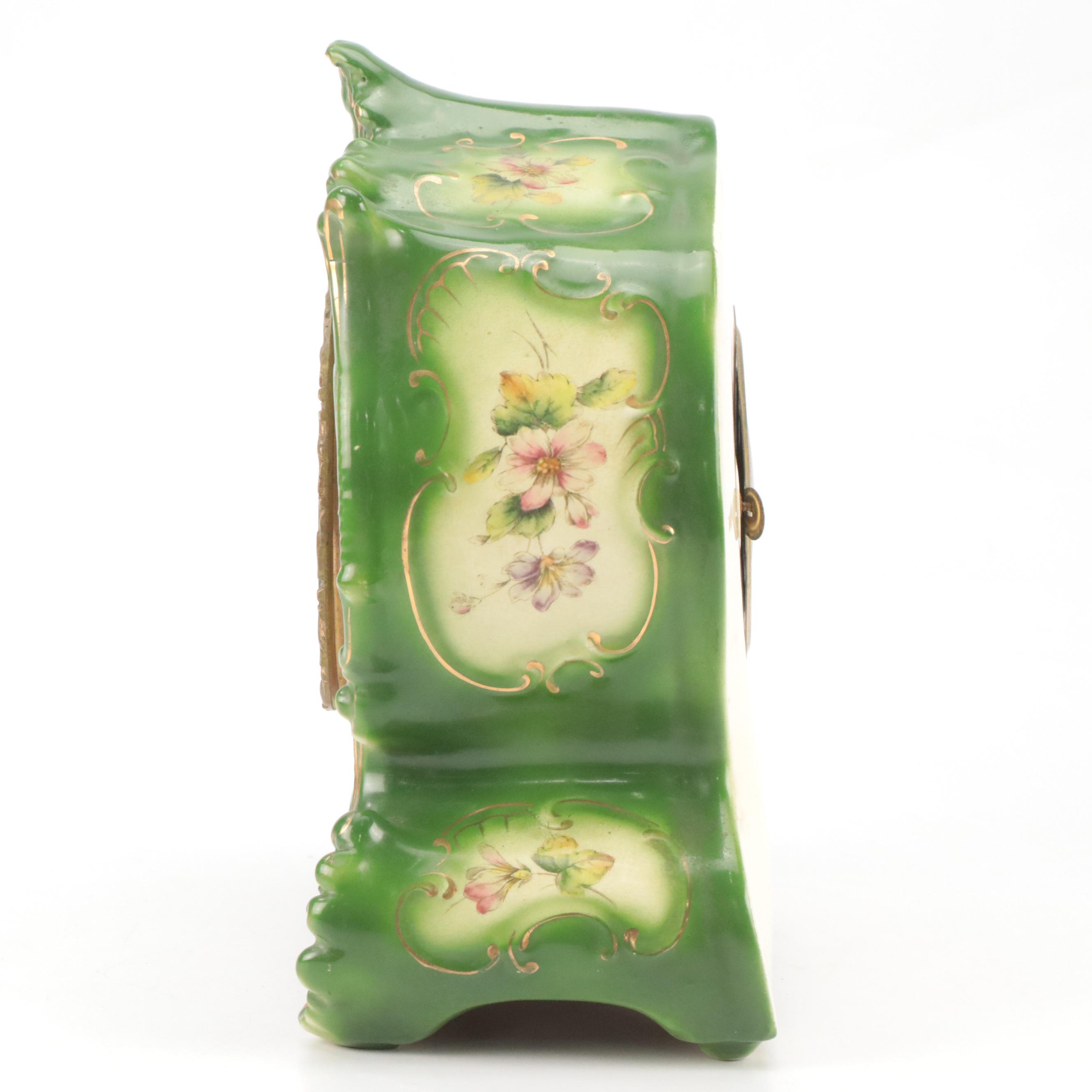 Ansonia "Wave" Victorian Style Ceramic Mantel Clock