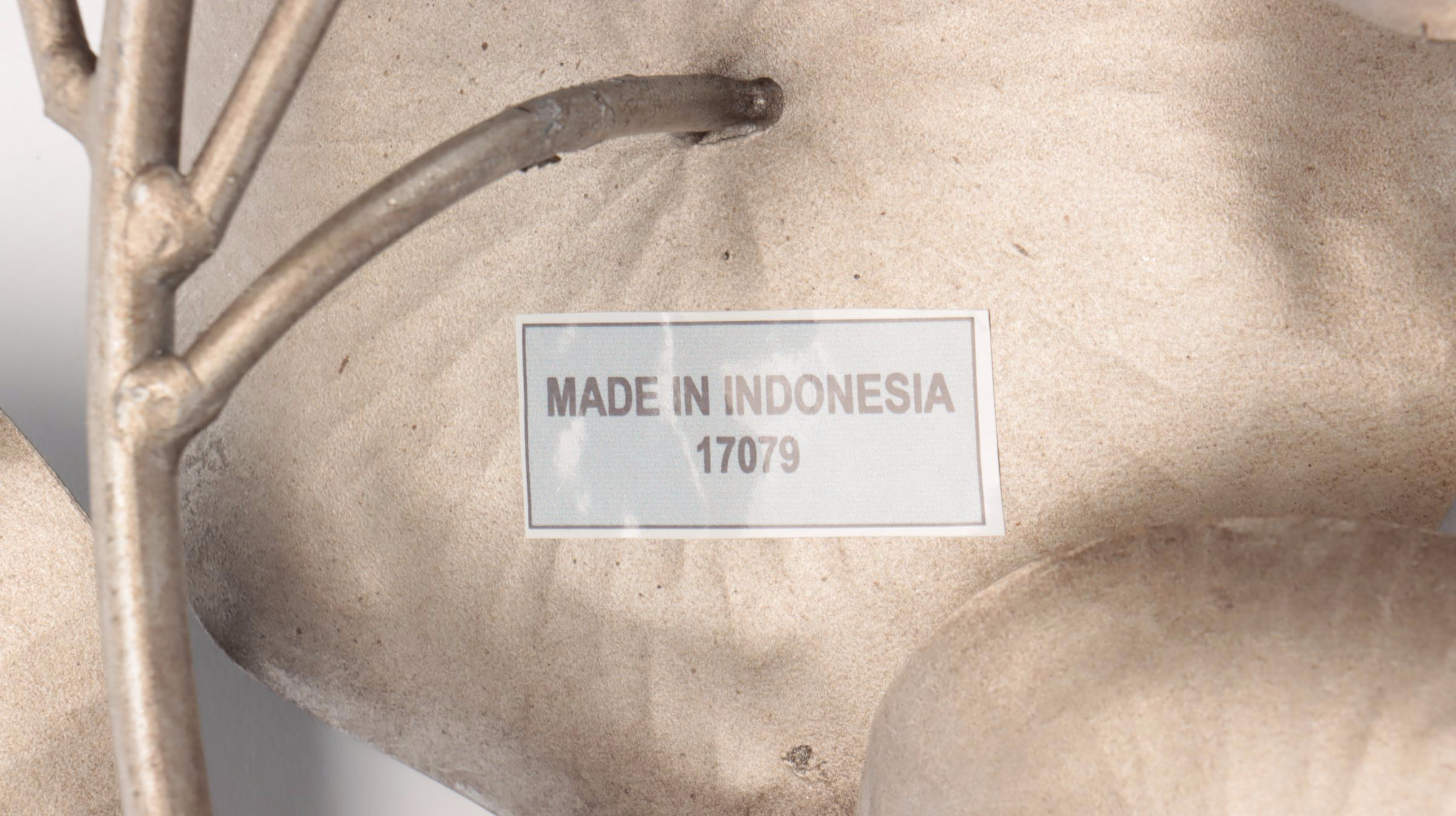 Gilt Metal Twig Shaped Candelabra with Vase and Wall Sculpture