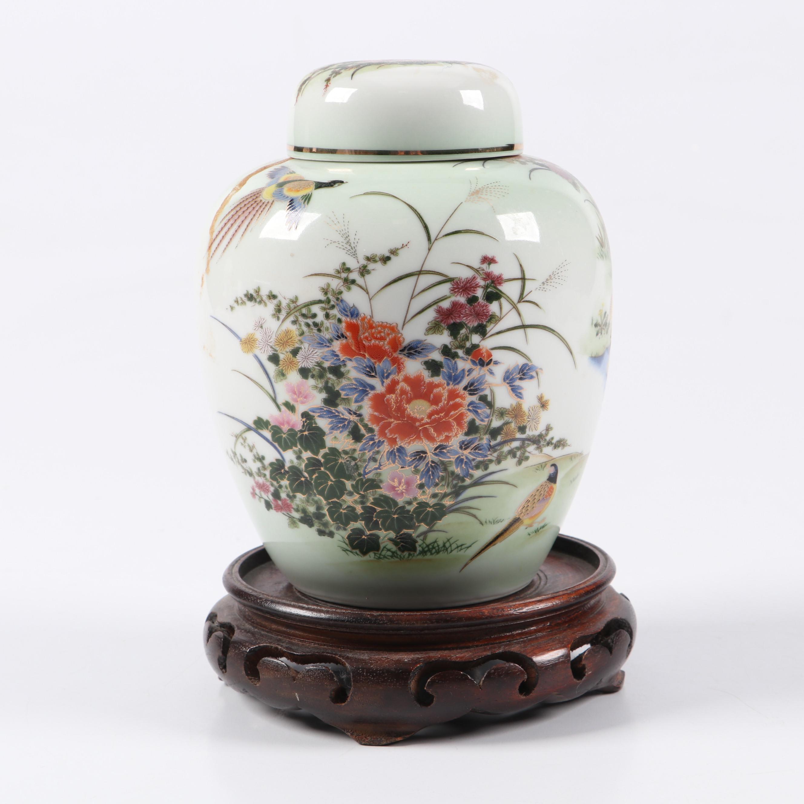 Japanese Fukagawa Porcelain Vase with Other Japanese Porcelain Ginger Jar