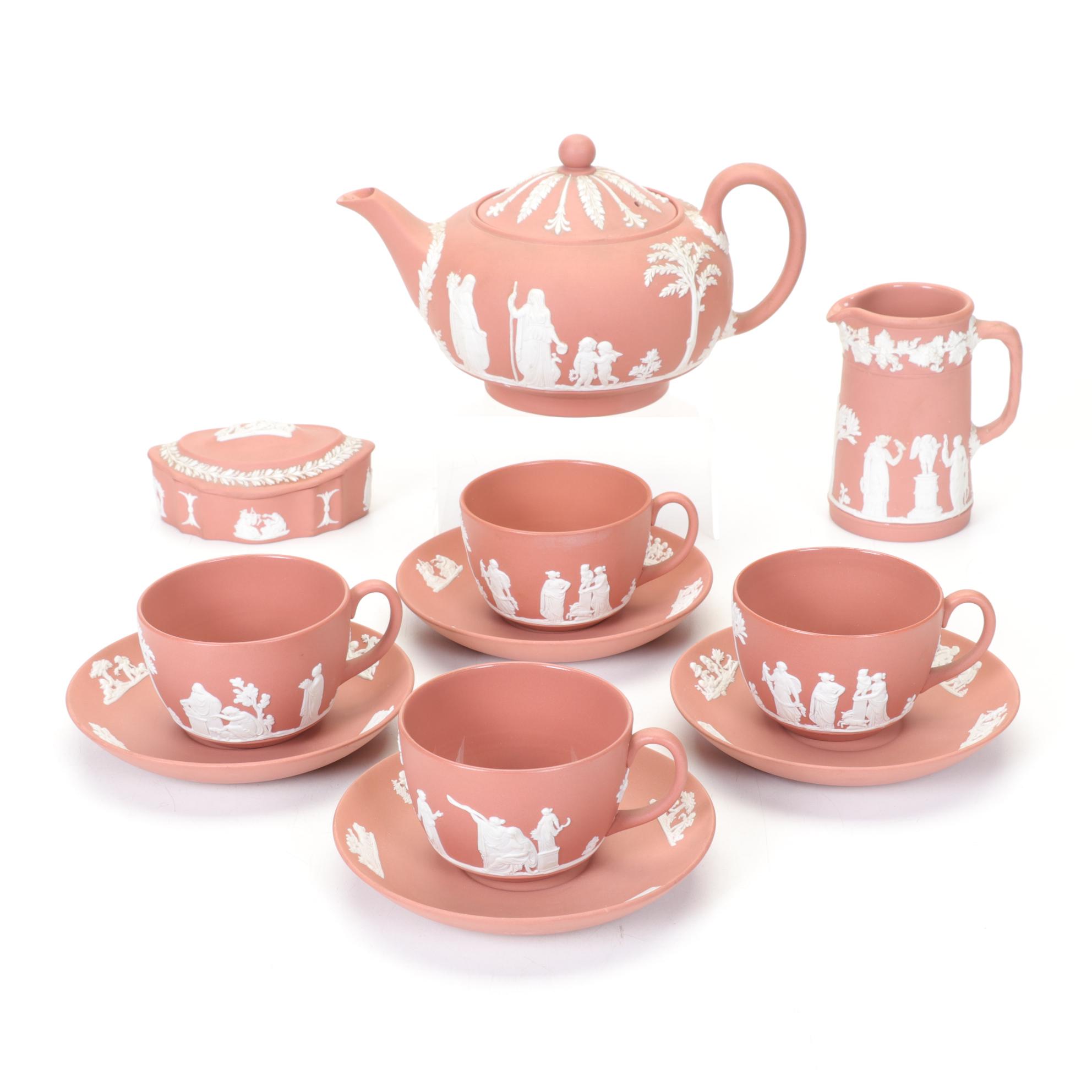 Wedgwood Terracotta with Cream-Colored Cameo Jasperware Tea Service