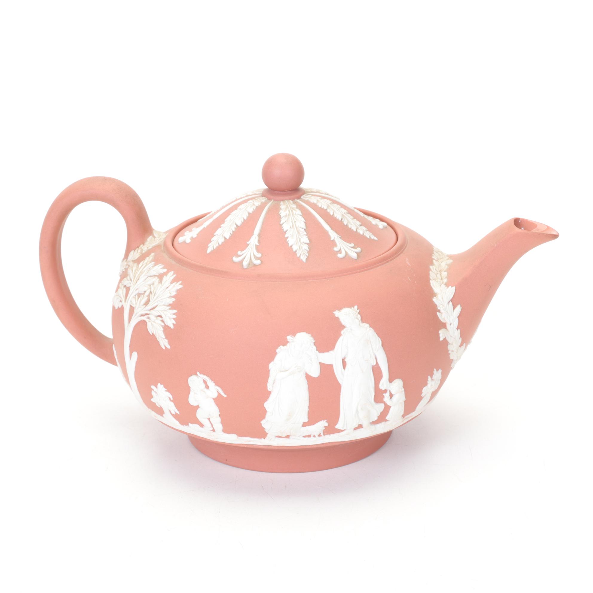 Wedgwood Terracotta with Cream-Colored Cameo Jasperware Tea Service