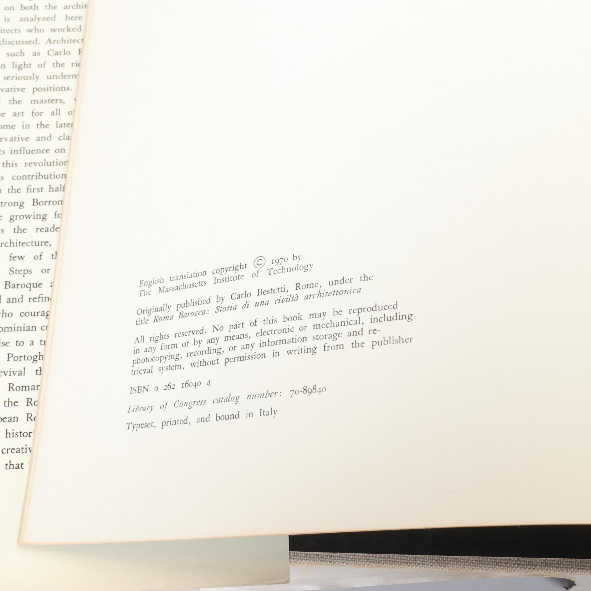 "Roma Barocca: History of an Architectonic Culture" by Paolo Portoghesi, 1970