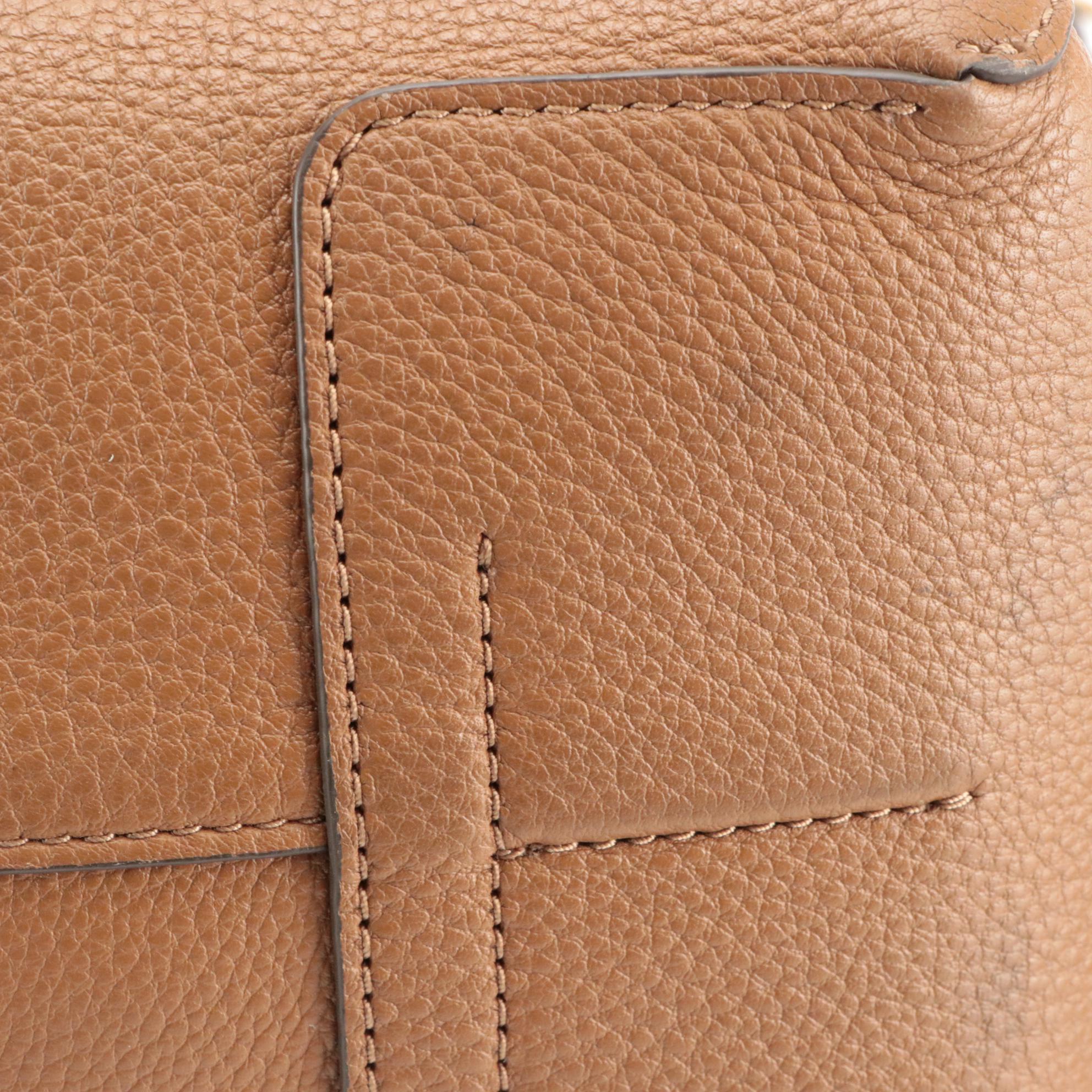 Tory Burch Caramel Brown Leather Zip-Top Tote Bag