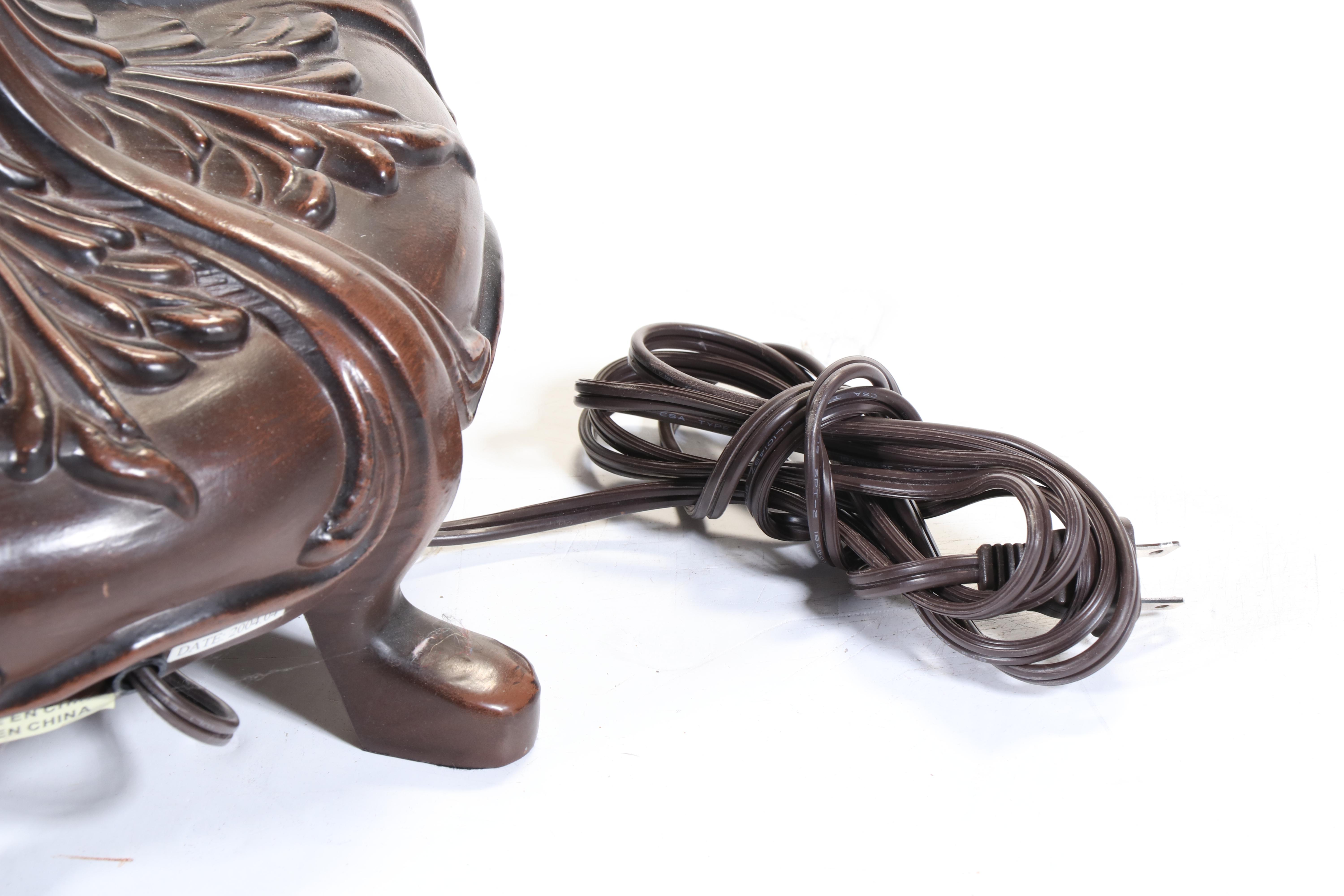 Cast Metal Arts & Crafts Style Metal Floor Lamp with Slag Glass & Jeweled Shade