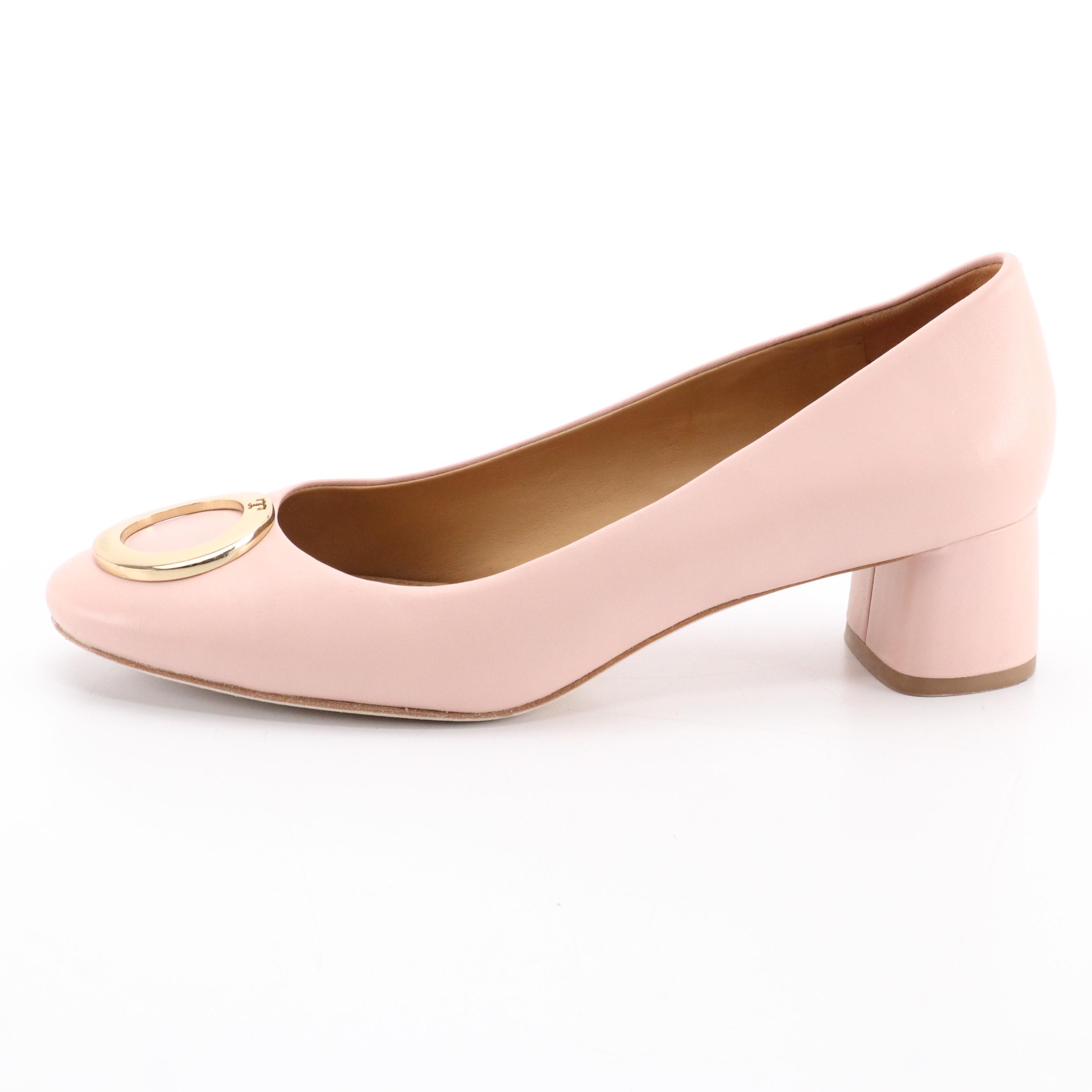 Tory Burch Caterina 45 MM Nappa Leather Pumps in Sea Shell Pink with Box