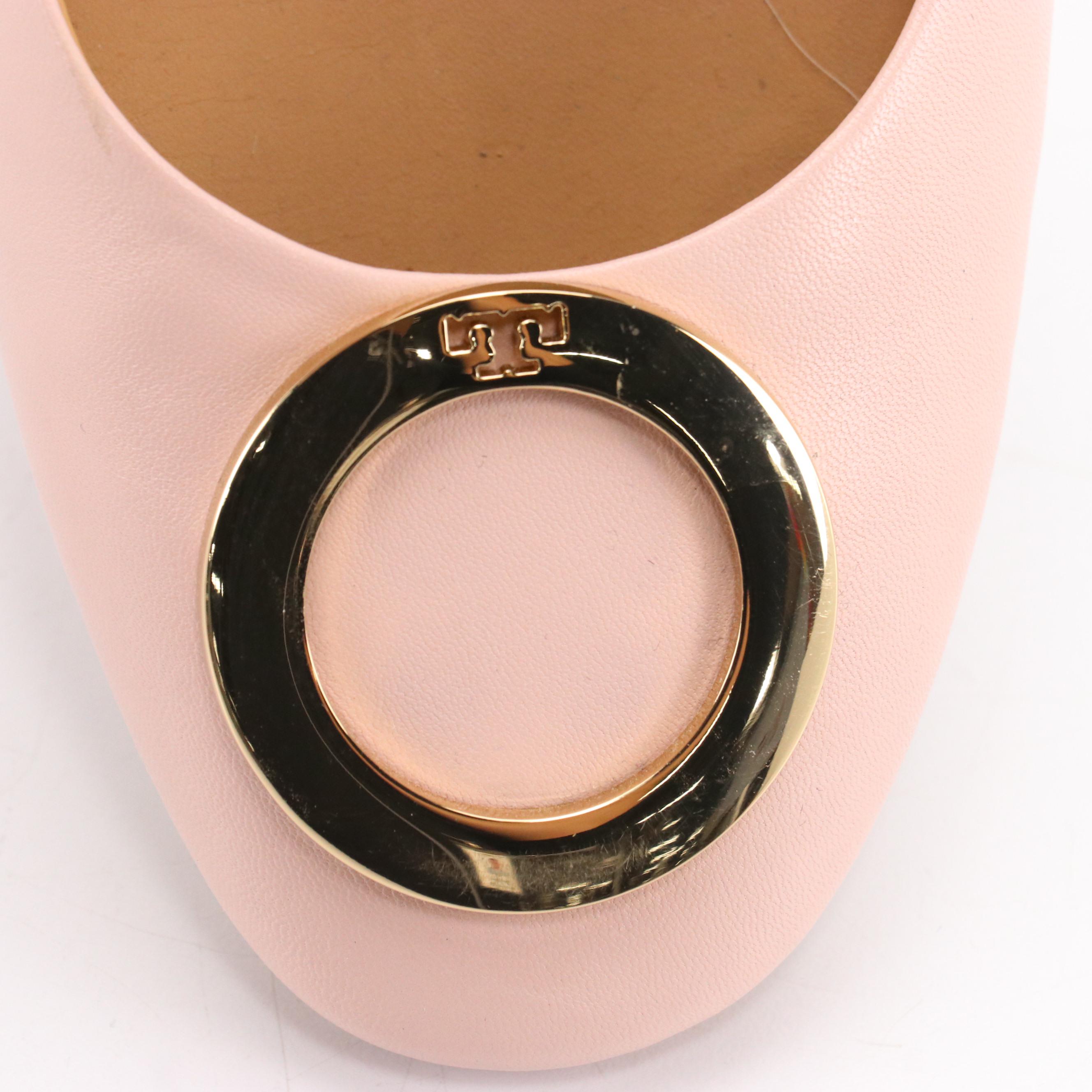 Tory Burch Caterina 45 MM Nappa Leather Pumps in Sea Shell Pink with Box