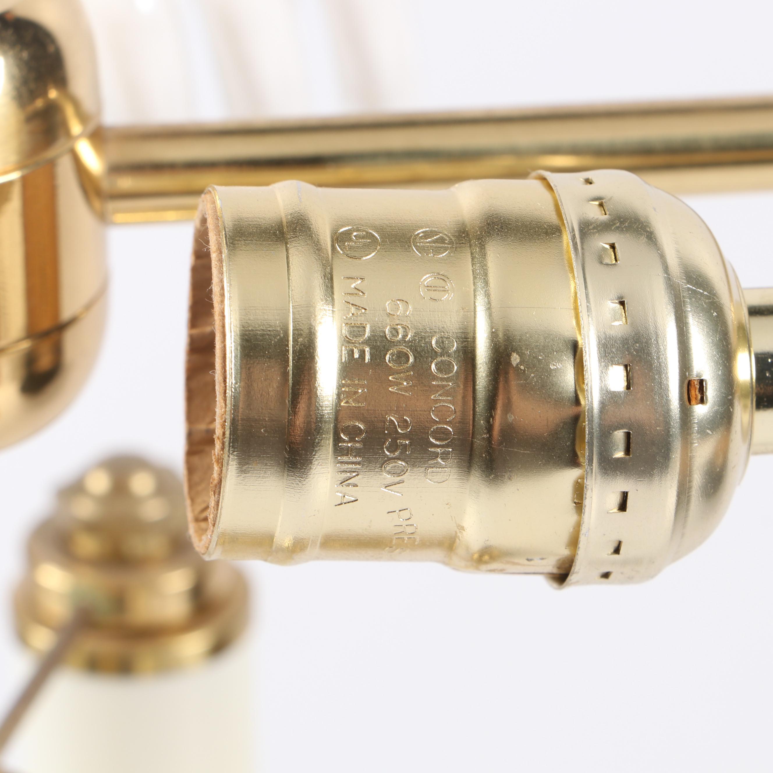 Marble and Lacquered Brass Candelabra Table Lamp with Paper Shade