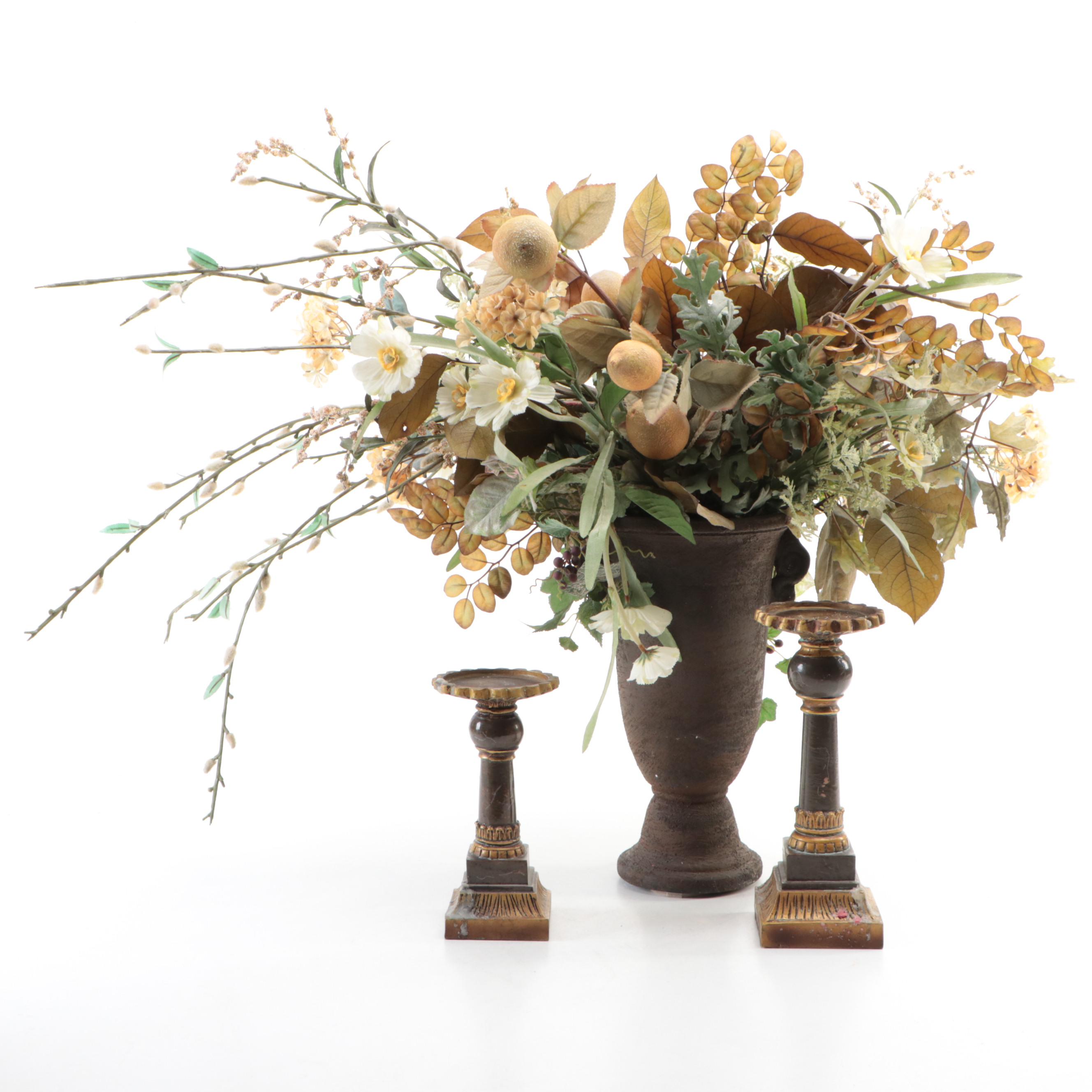 Artificial Flowers with Matte Glaze Ceramic Vase and More Table Accessories
