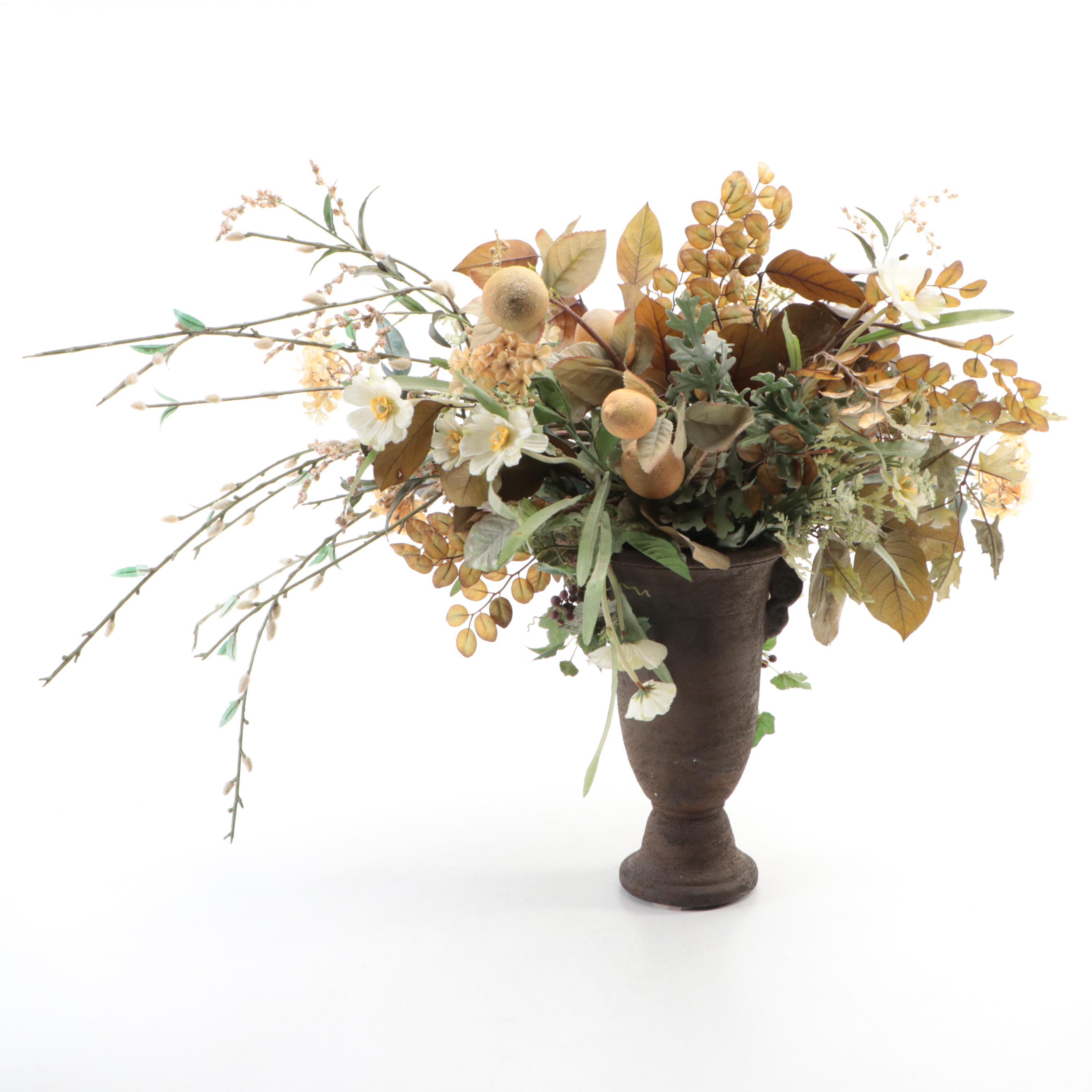 Artificial Flowers with Matte Glaze Ceramic Vase and More Table Accessories
