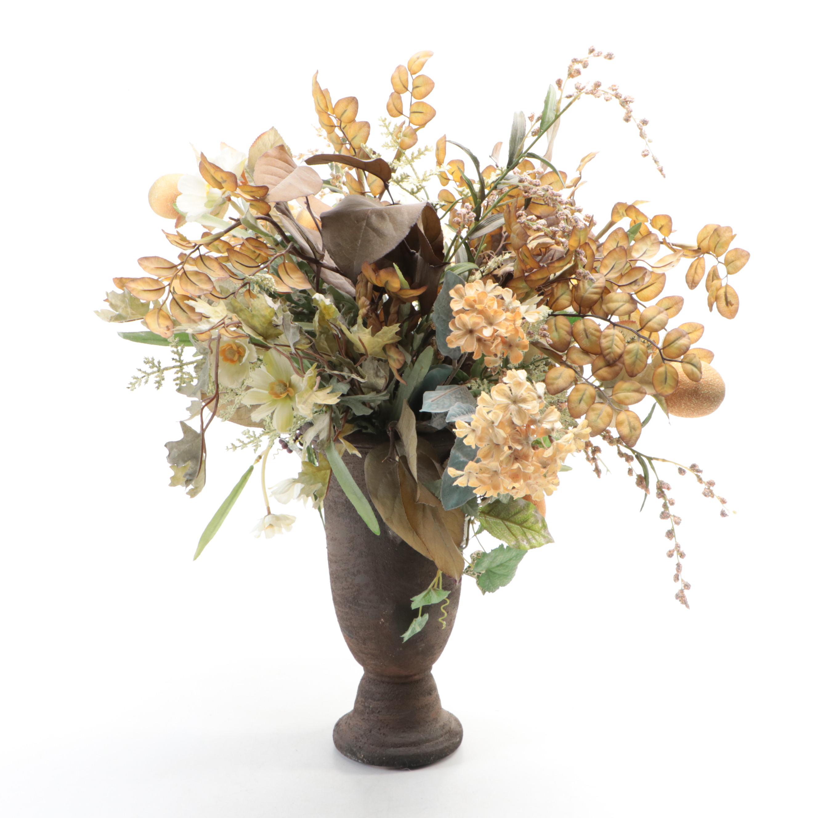 Artificial Flowers with Matte Glaze Ceramic Vase and More Table Accessories