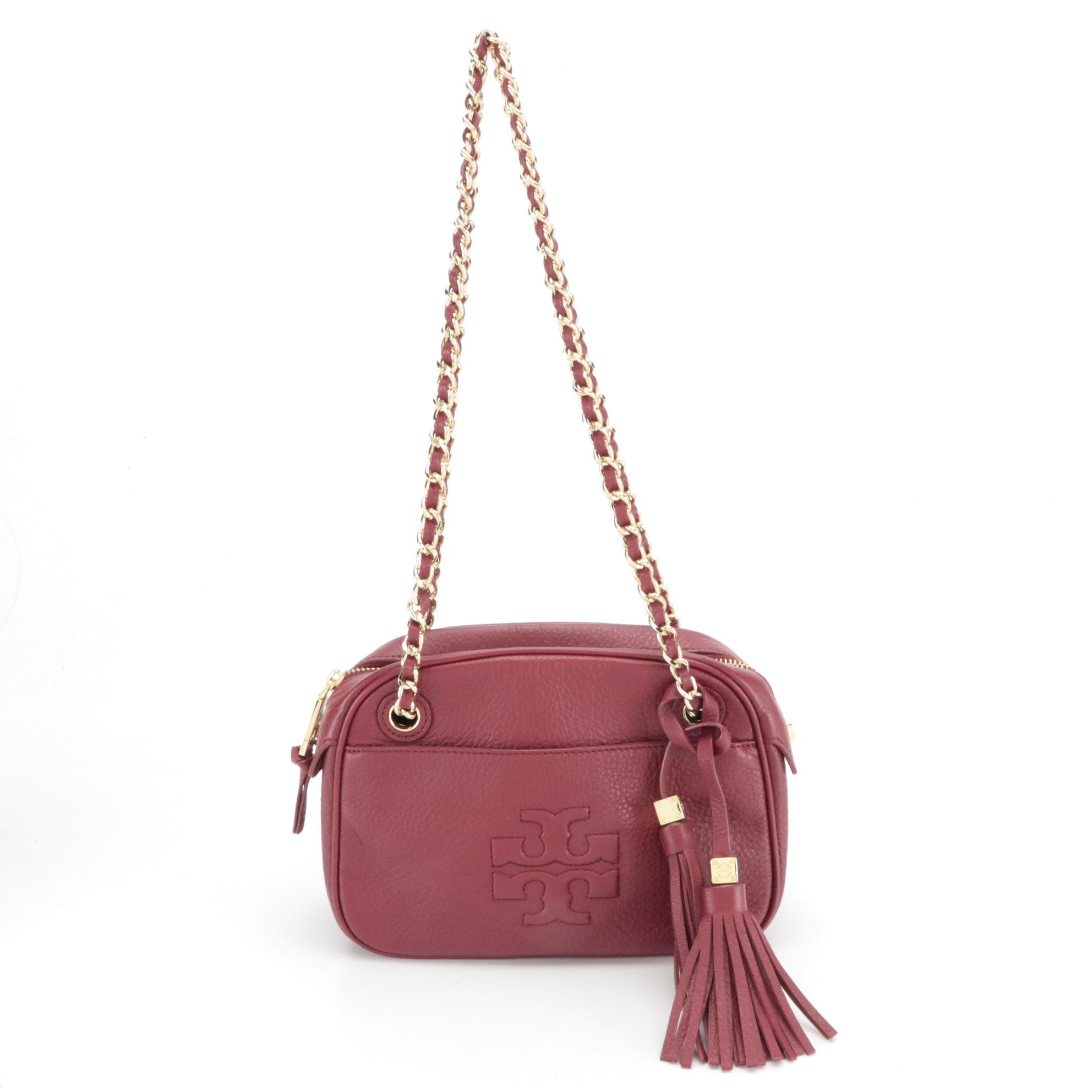 Tory Burch Grain Leather Crossbody with Tassels and Saffiano Leather Wristlet