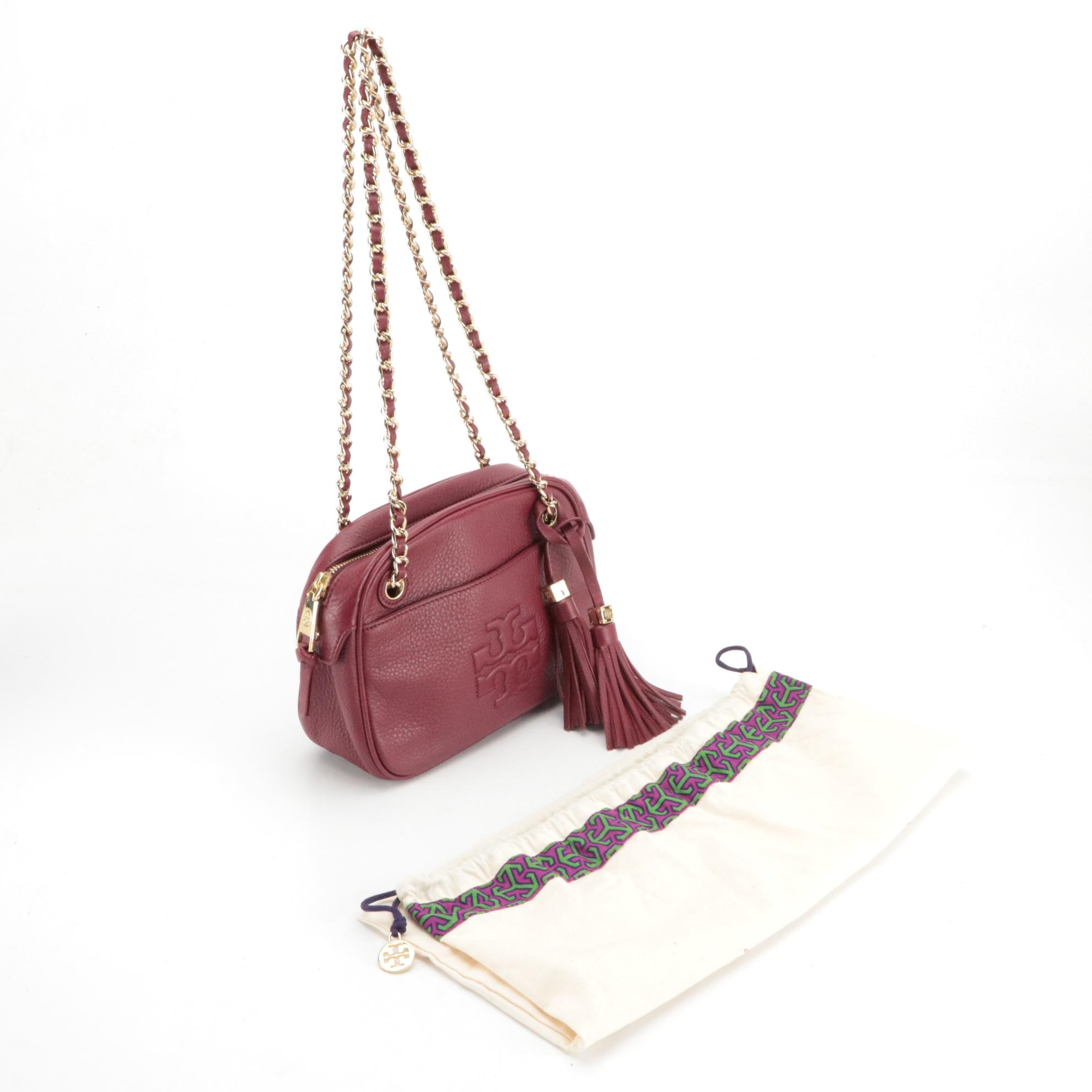Tory Burch Grain Leather Crossbody with Tassels and Saffiano Leather Wristlet