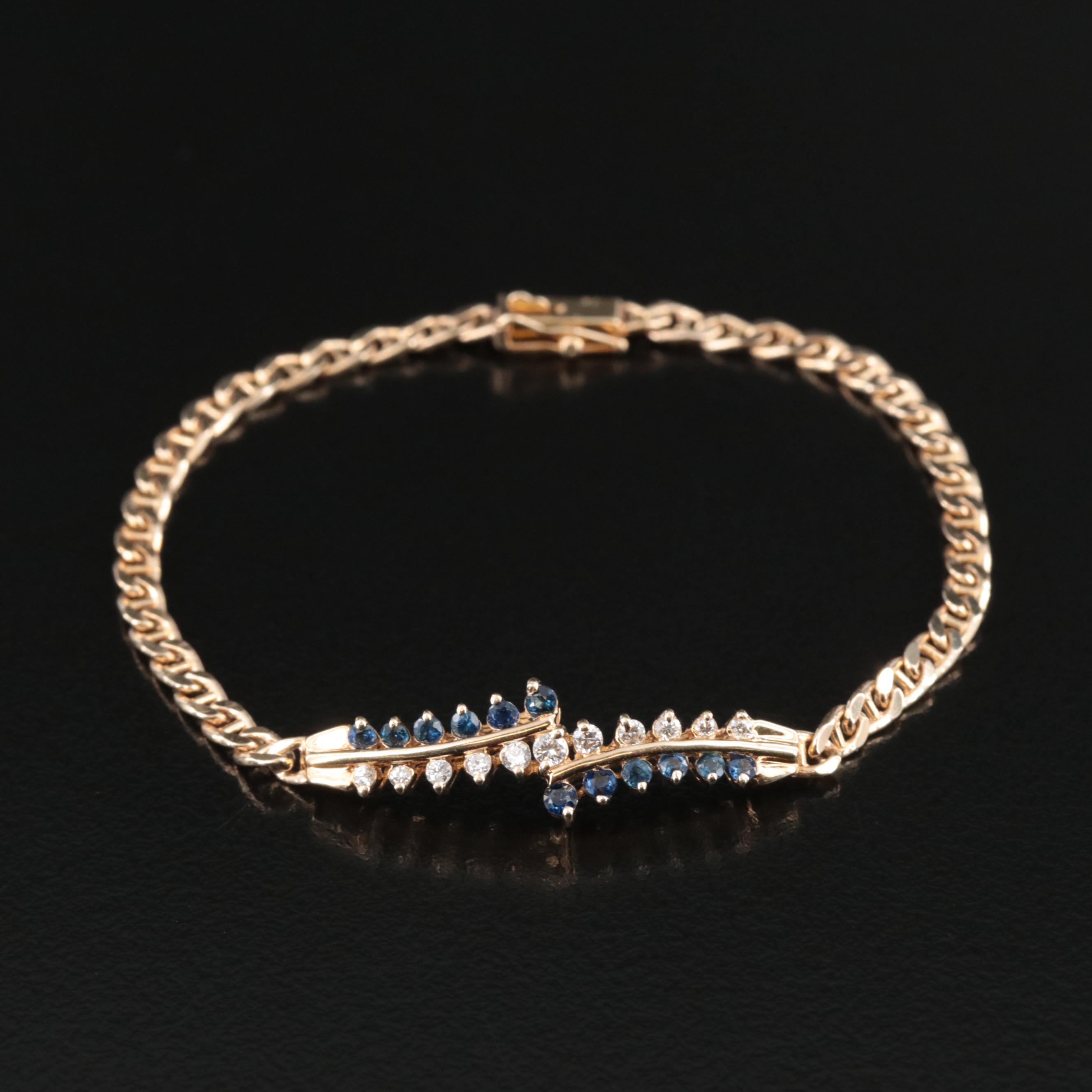 14K Diamond and Sapphire Bracelet