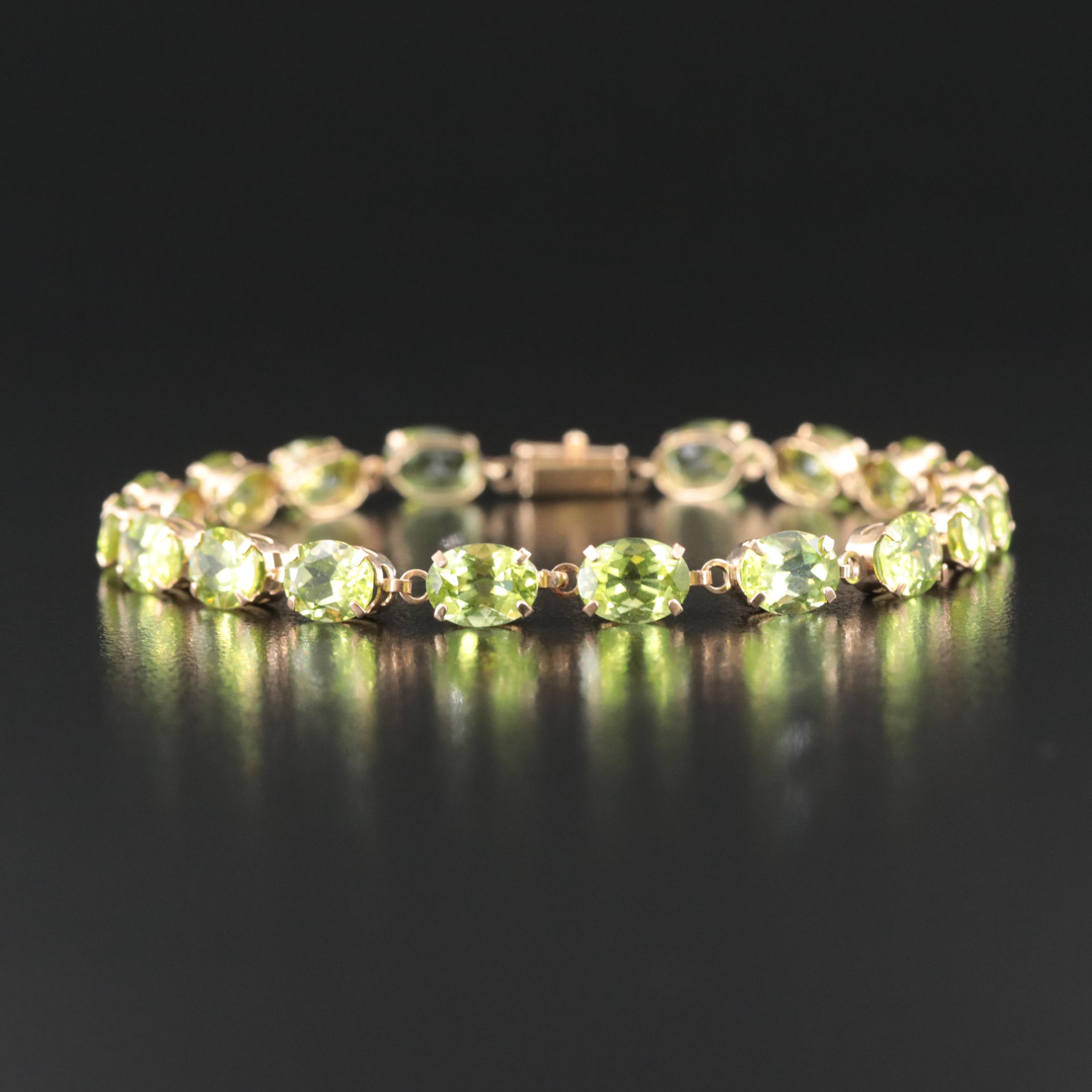 10K Peridot Line Bracelet