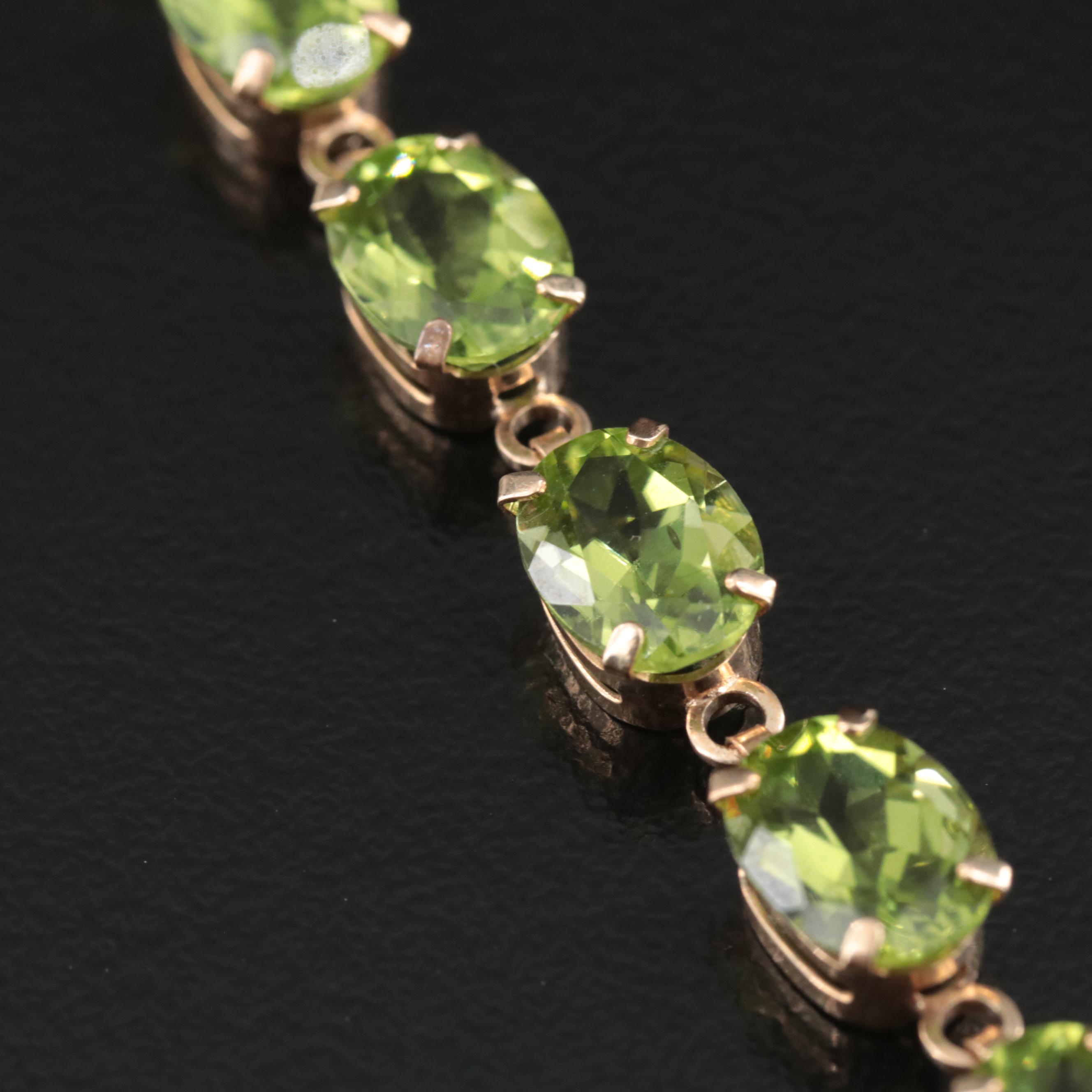 10K Peridot Line Bracelet