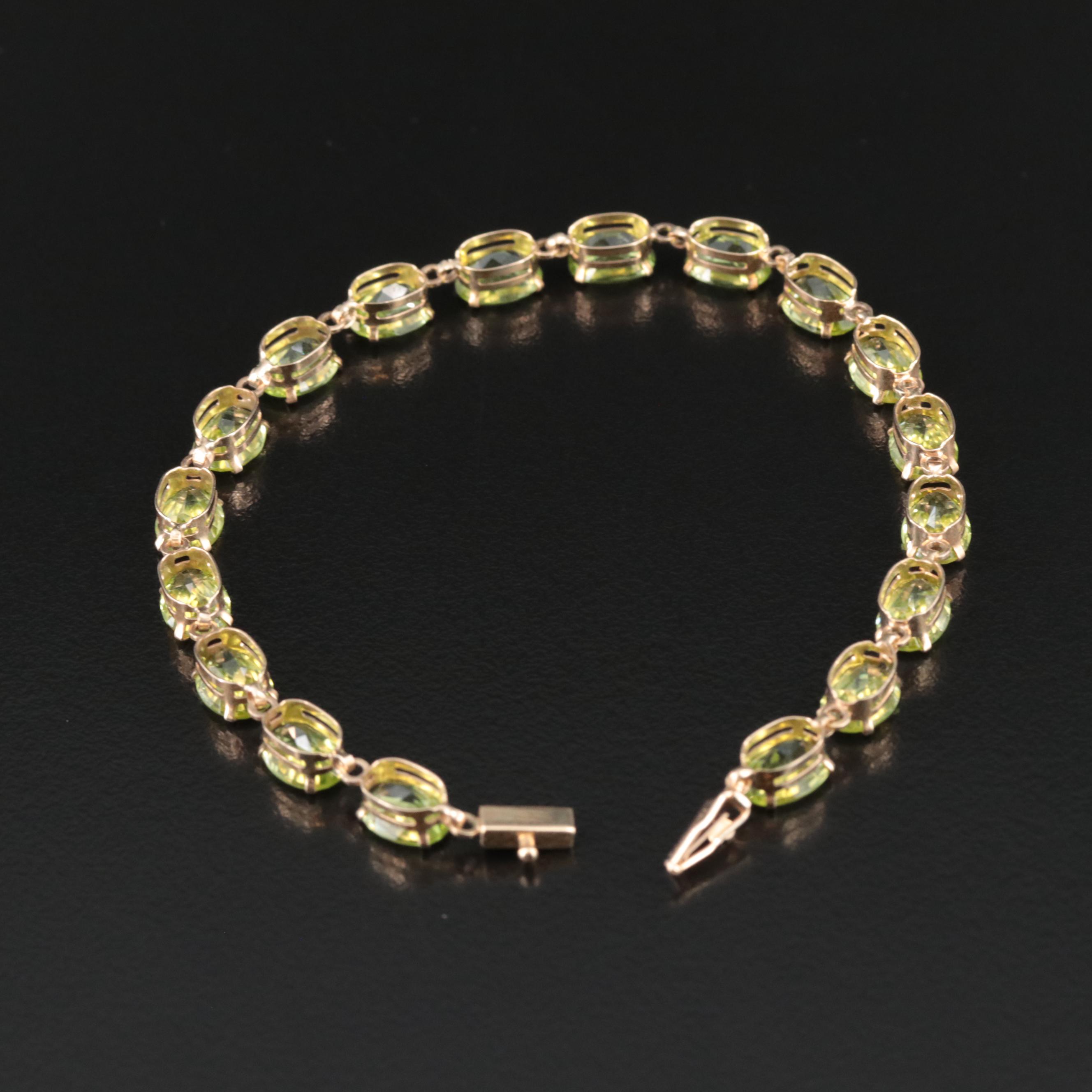 10K Peridot Line Bracelet