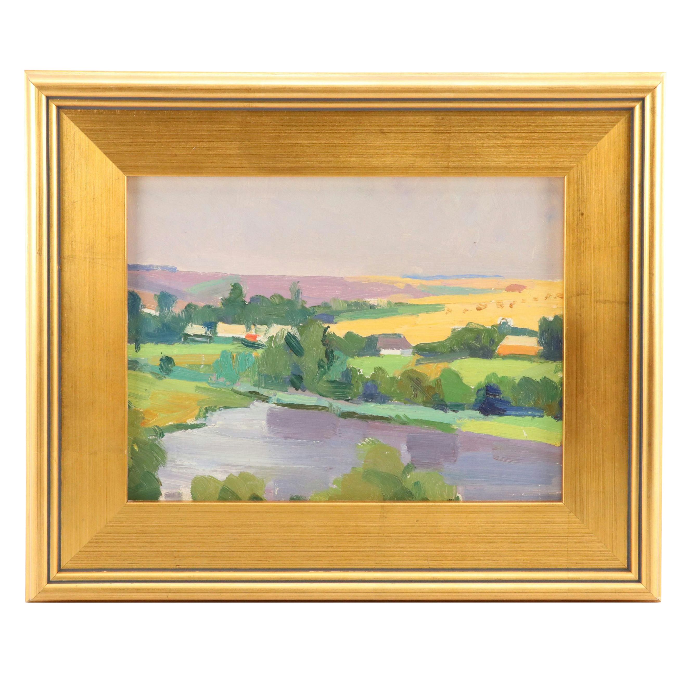 Village Landscape Oil Painting