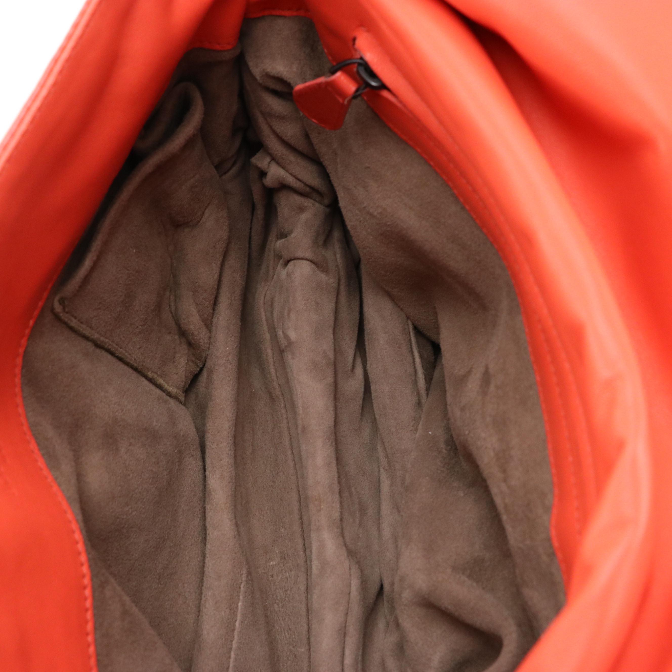 Bottega Veneta Front-Flap Crossbody Bag in Crumpled Coral Patent Leather