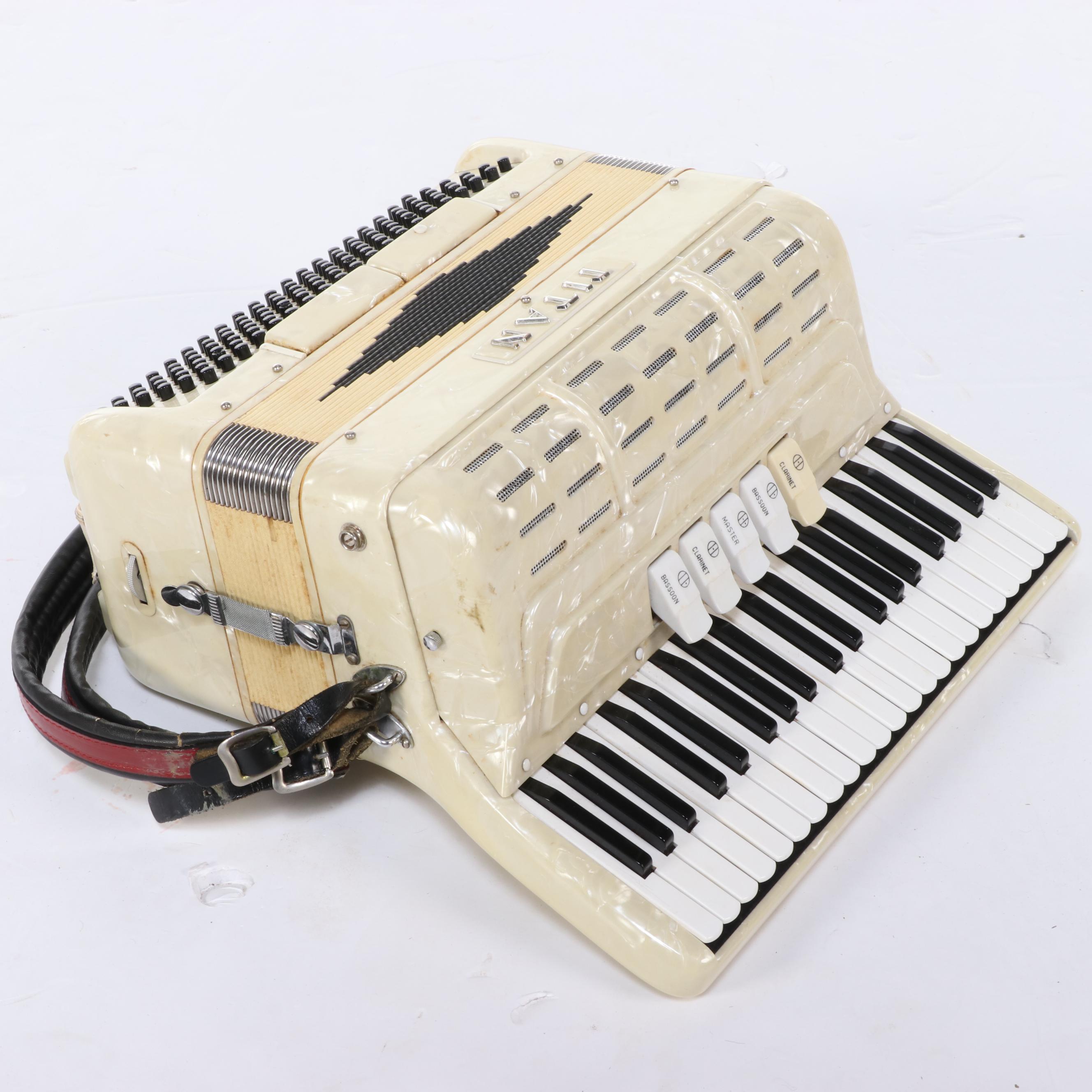 Italian Titano Custom Built Celluloid Piano Accordion with Travel Case