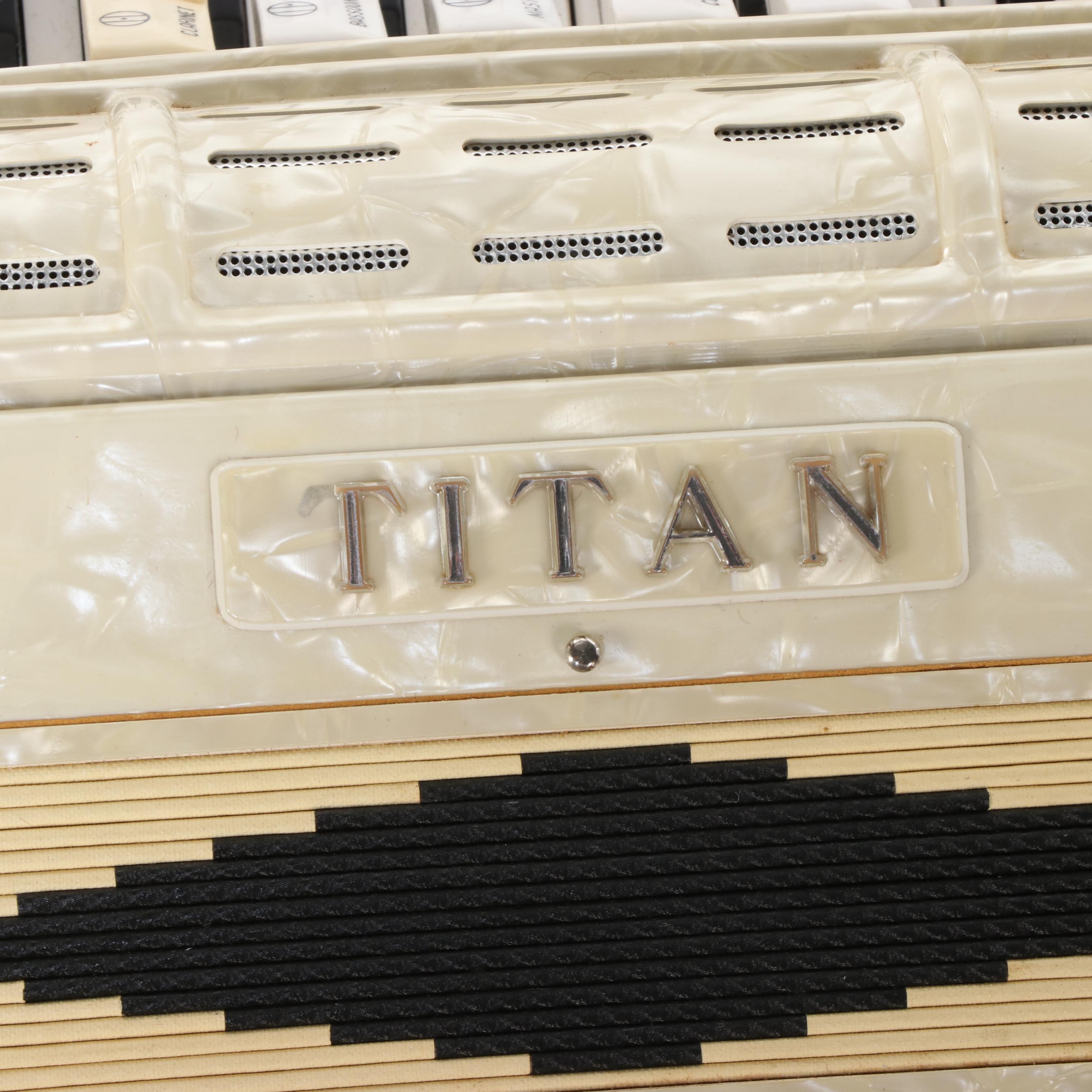 Italian Titano Custom Built Celluloid Piano Accordion with Travel Case