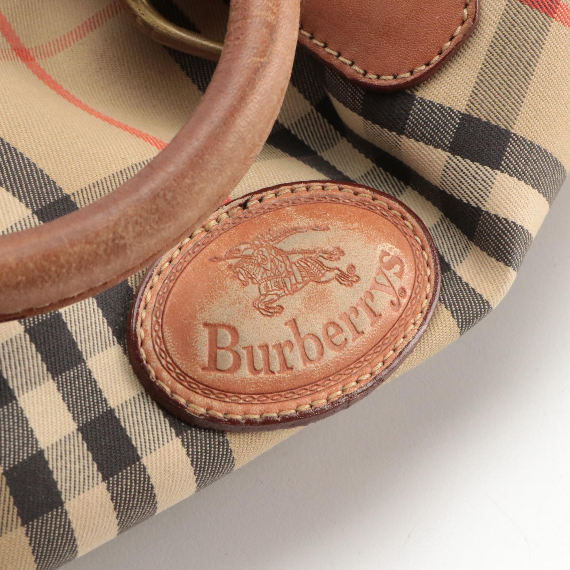 Burberry Small Duffel Bag in Haymarket Check Canvas and Leather