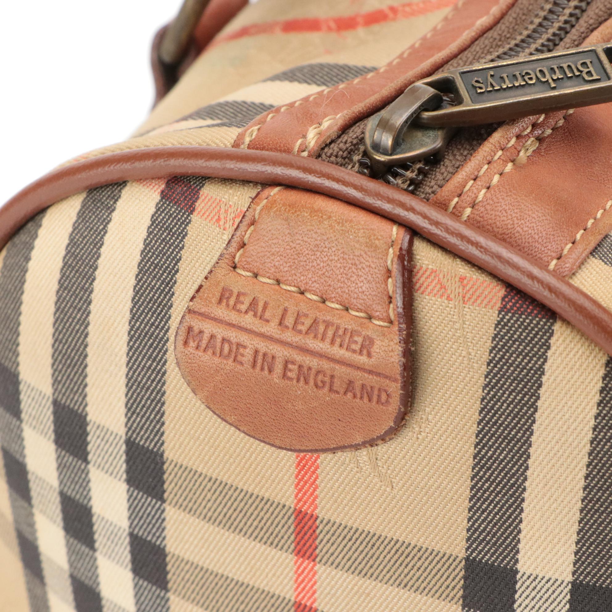 Burberry Small Duffel Bag in Haymarket Check Canvas and Leather