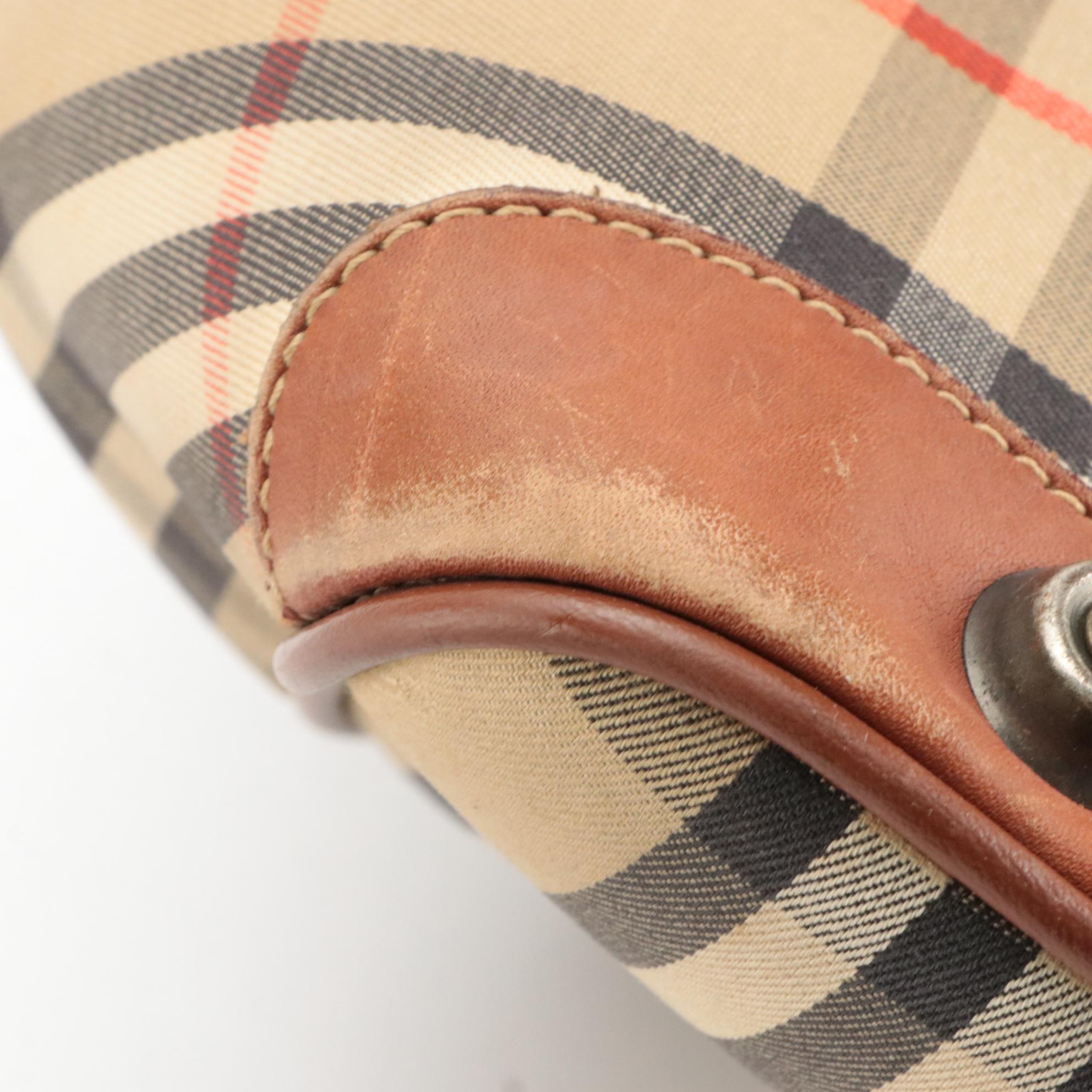 Burberry Small Duffel Bag in Haymarket Check Canvas and Leather