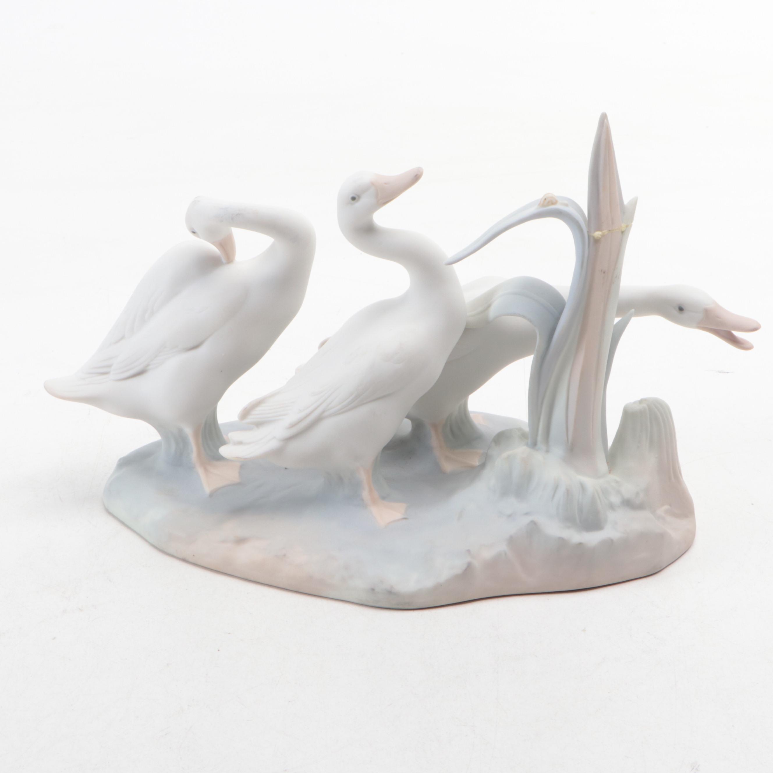Lladró "Seesaw" and "Geese Group" Porcelain Figurines by Fulgencio García