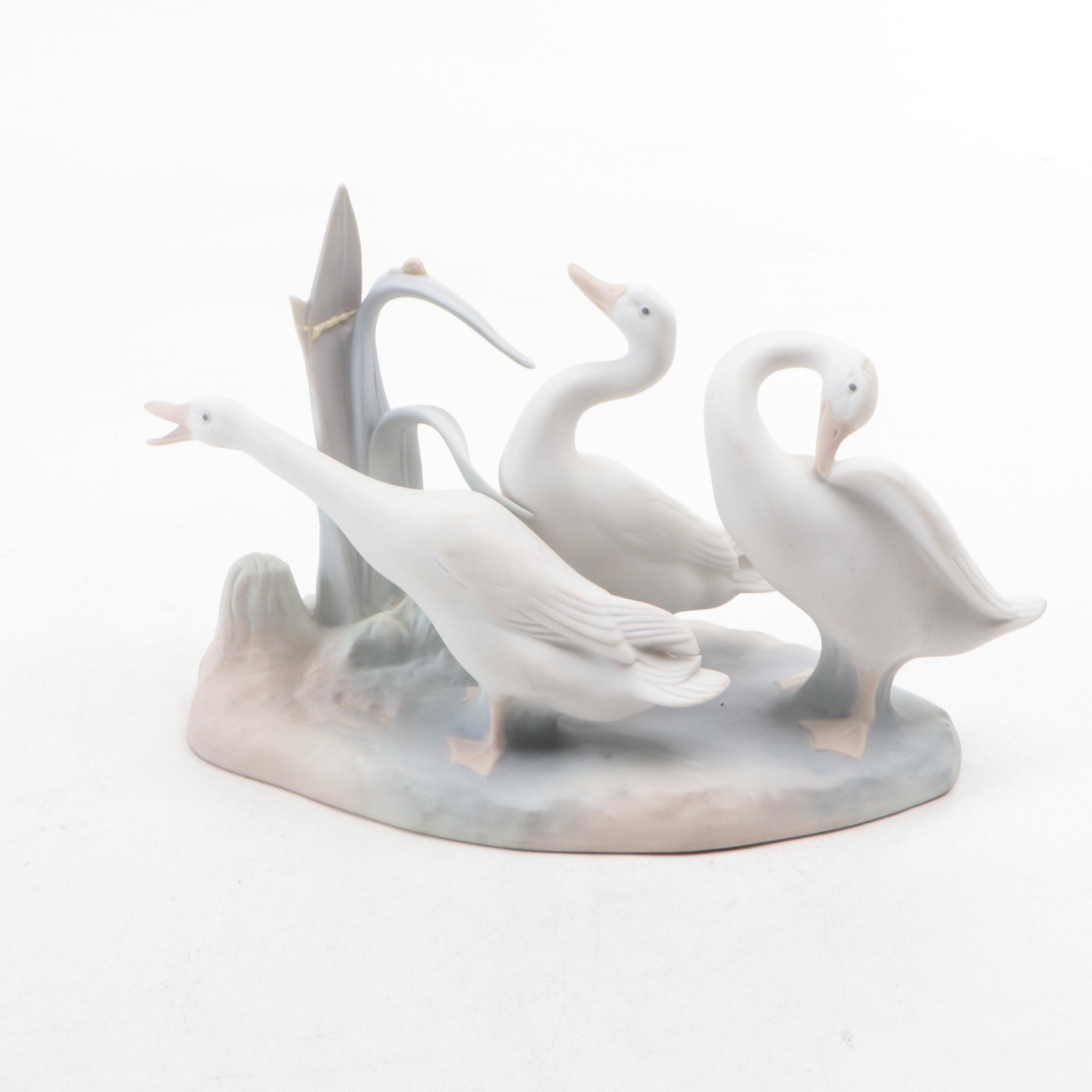 Lladró "Seesaw" and "Geese Group" Porcelain Figurines by Fulgencio García