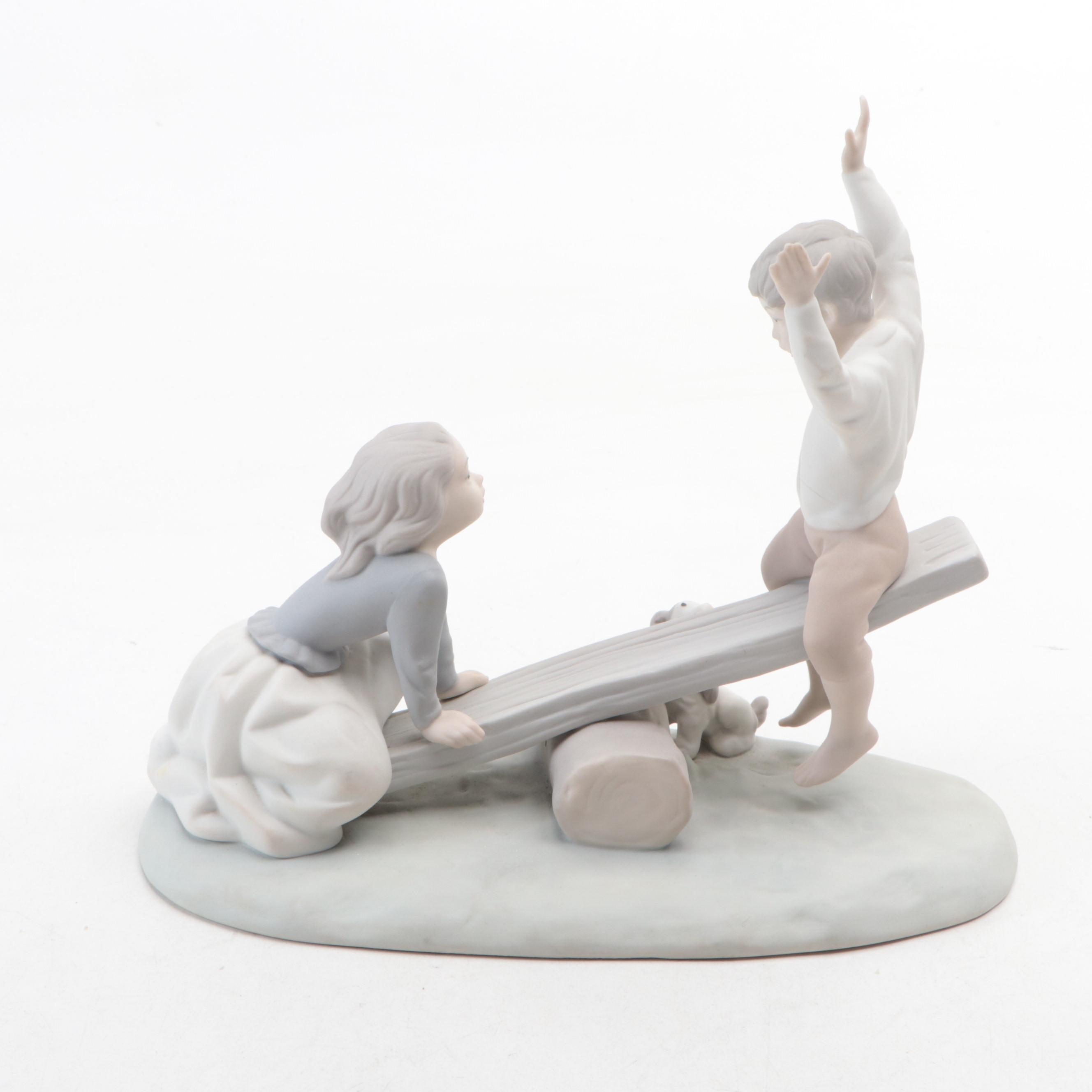 Lladró "Seesaw" and "Geese Group" Porcelain Figurines by Fulgencio García