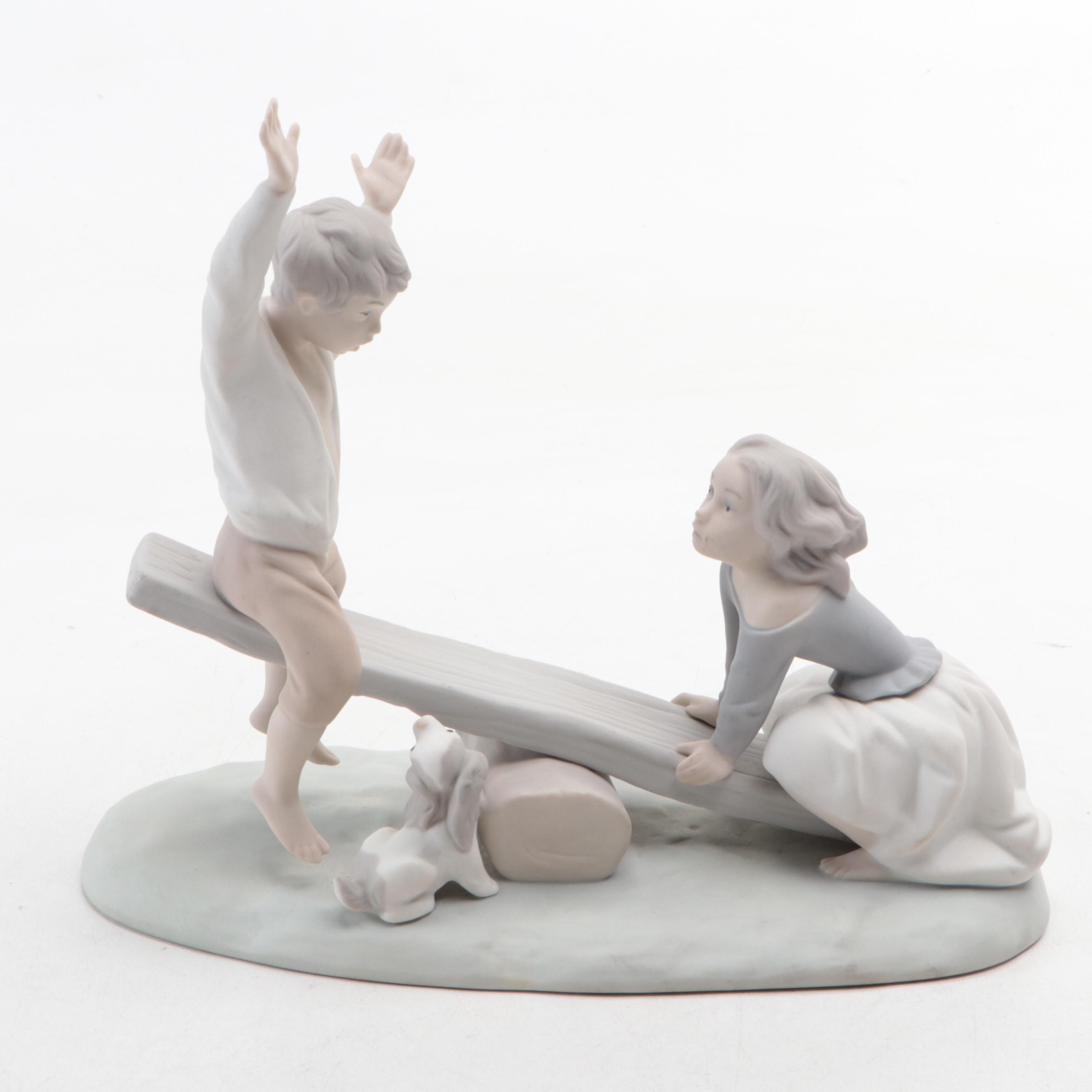 Lladró "Seesaw" and "Geese Group" Porcelain Figurines by Fulgencio García