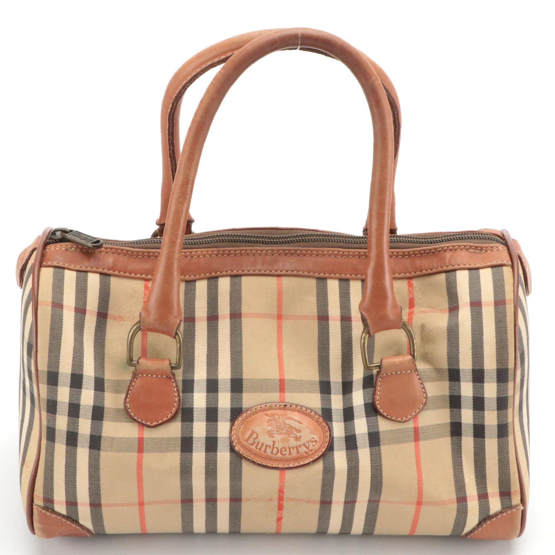 Burberry Small Duffel Bag in Haymarket Check Canvas and Leather