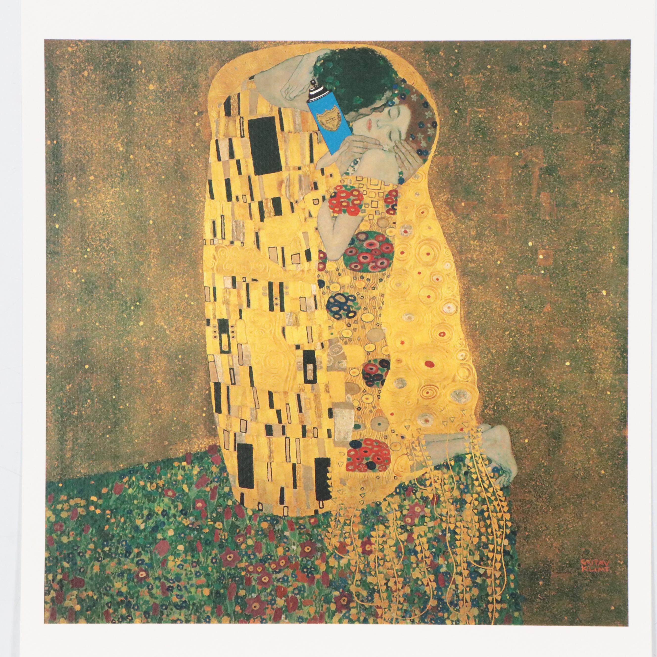 Death NYC Pop Art Graphic Print of Gustav Klimt's "The Kiss"