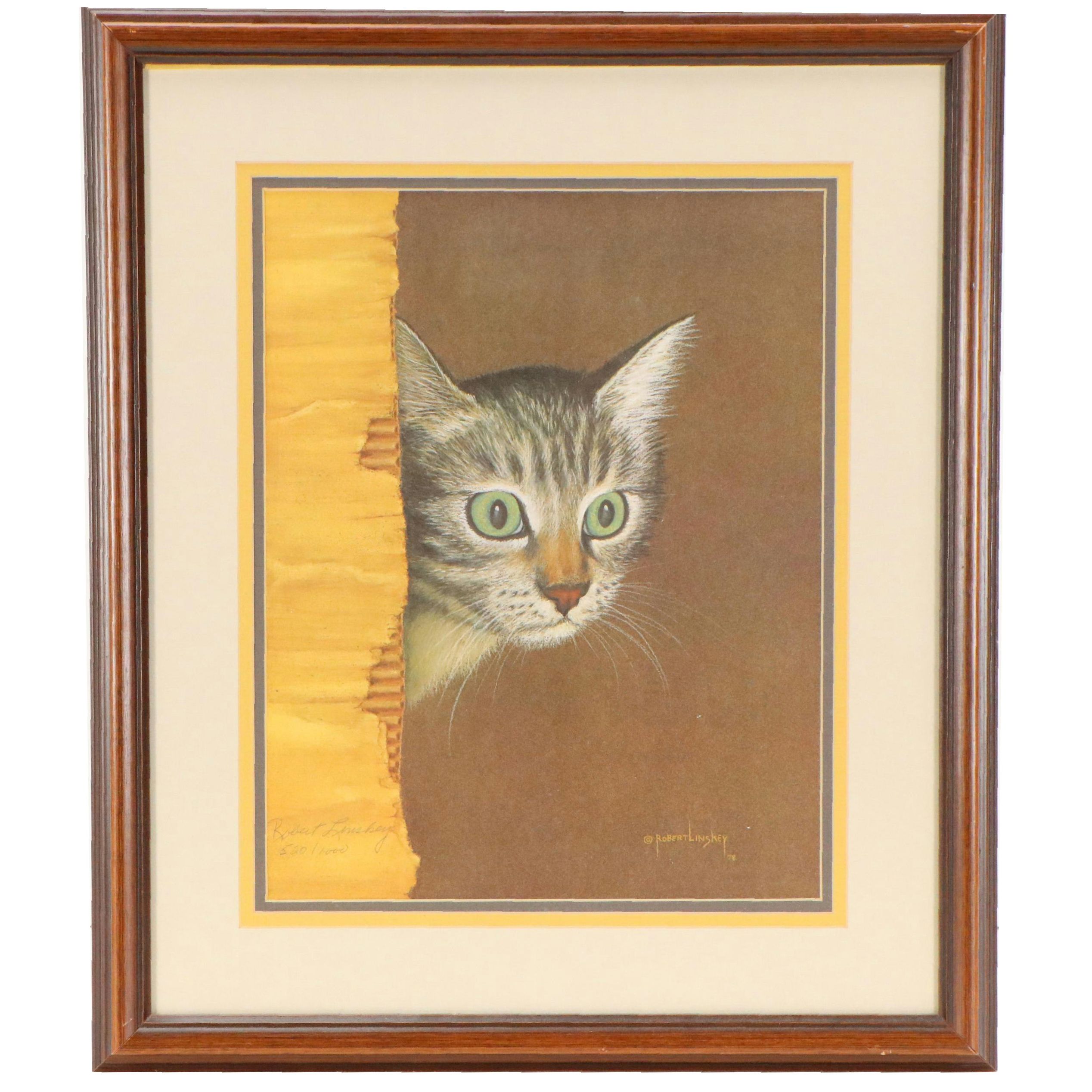 Robert Linskey Offset Print of Cat in Cardboard Box