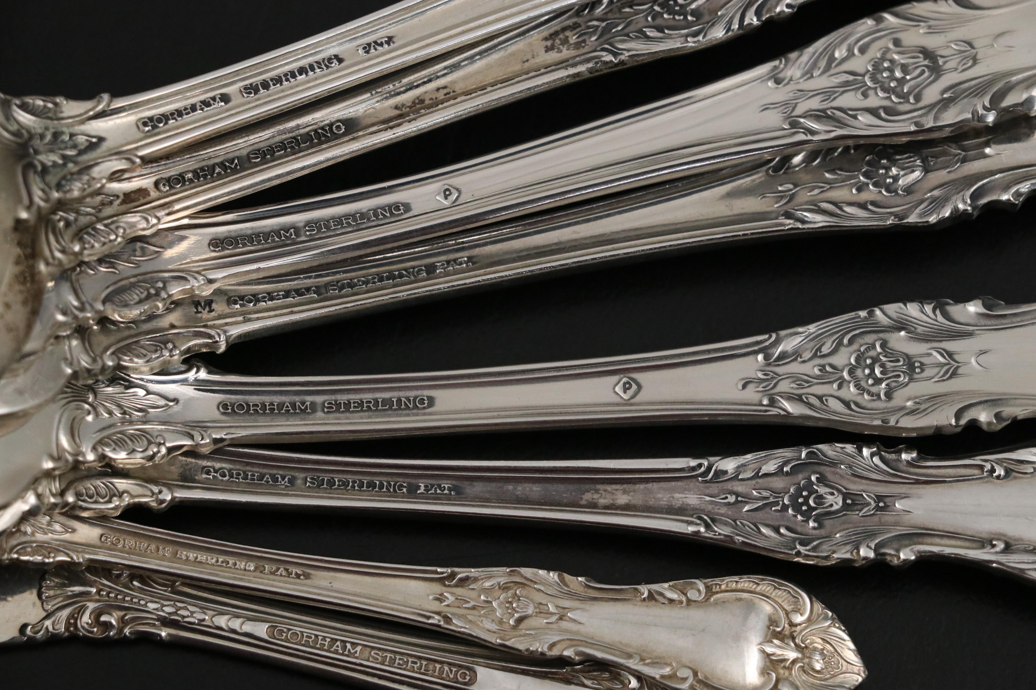 Gorham "King Edward" Sterling Flatware and More Sterling Spoons, 20th C.