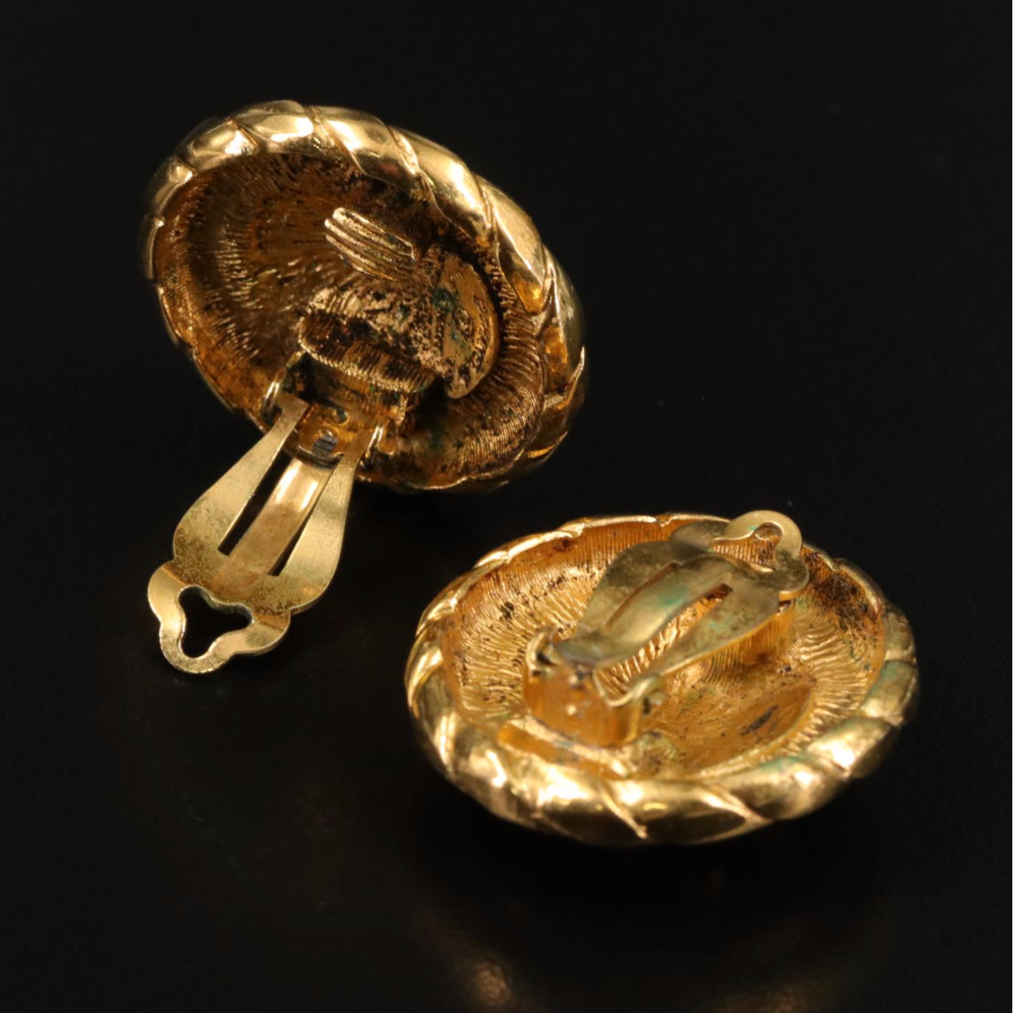 Chanel CC Coco Mark Vintage Button Earrings