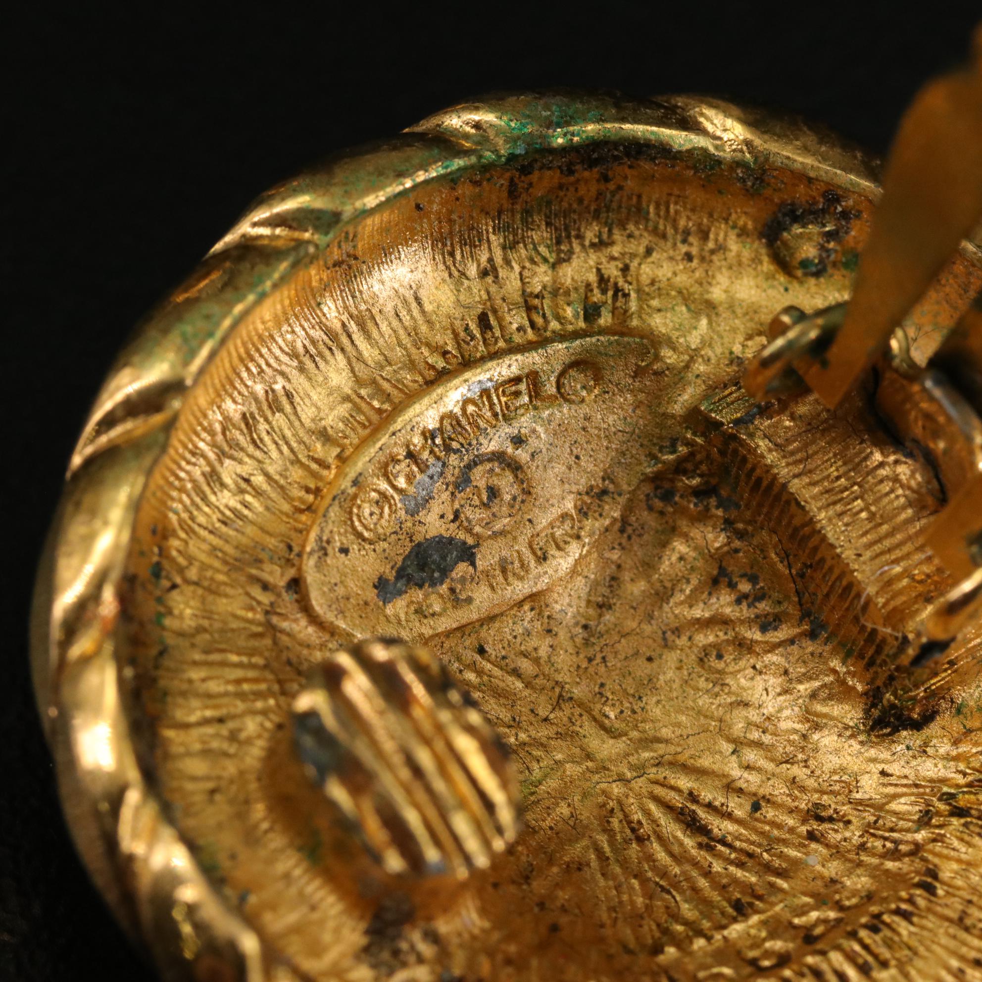 Chanel CC Coco Mark Vintage Button Earrings