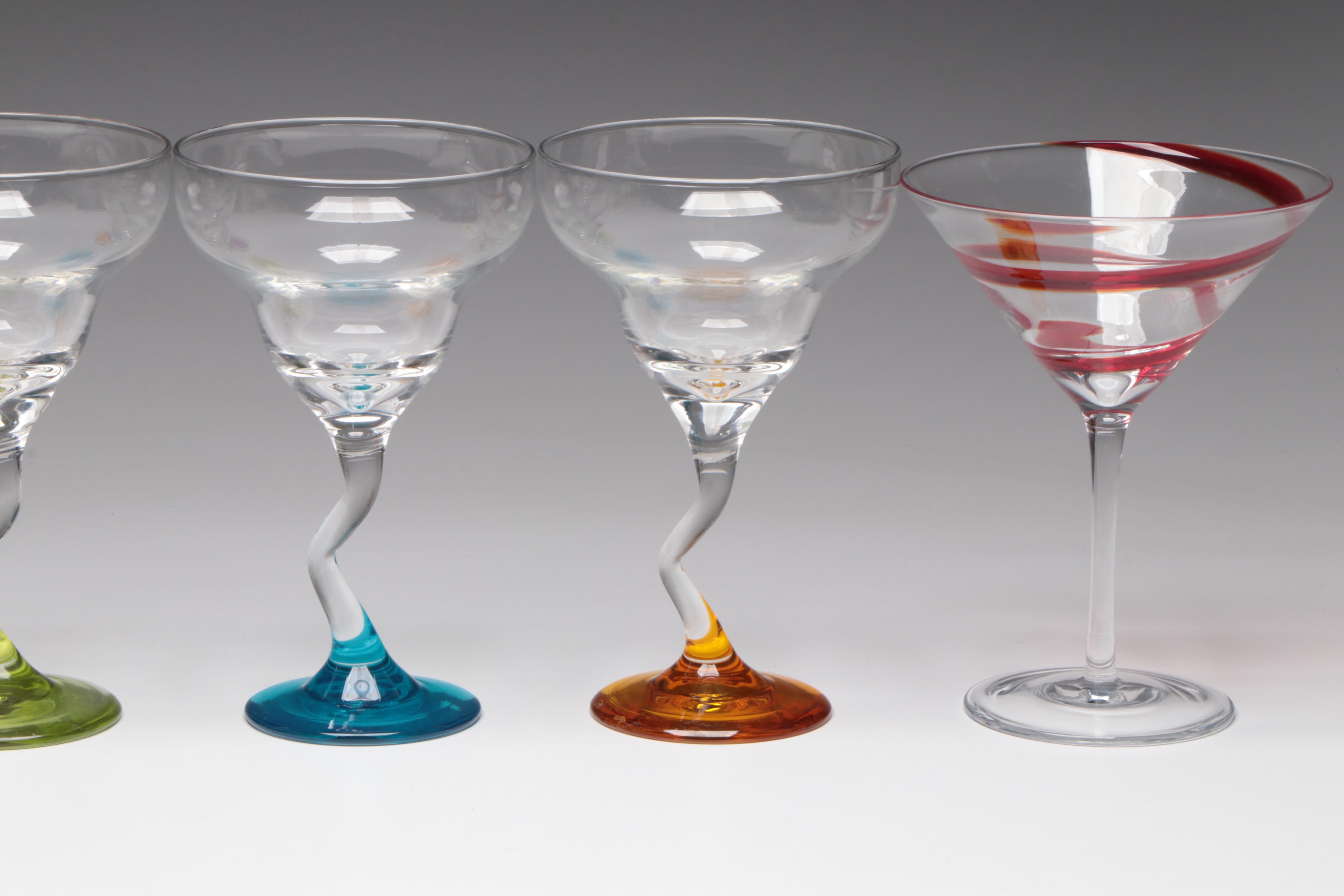 Libbey "Z Stem" Glass Margarita Glasses with Other Glassware and Wine Stoppers