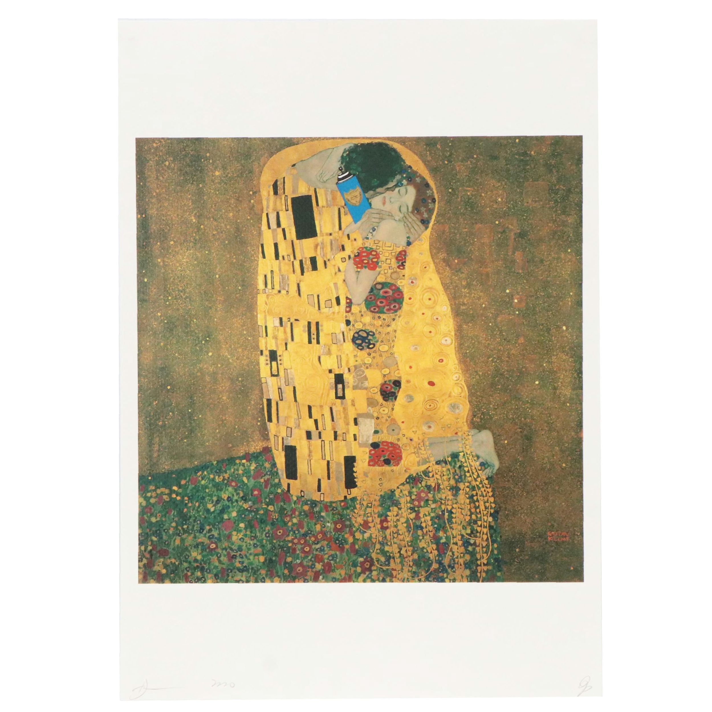 Death NYC Pop Art Graphic Print of Gustav Klimt's "The Kiss"