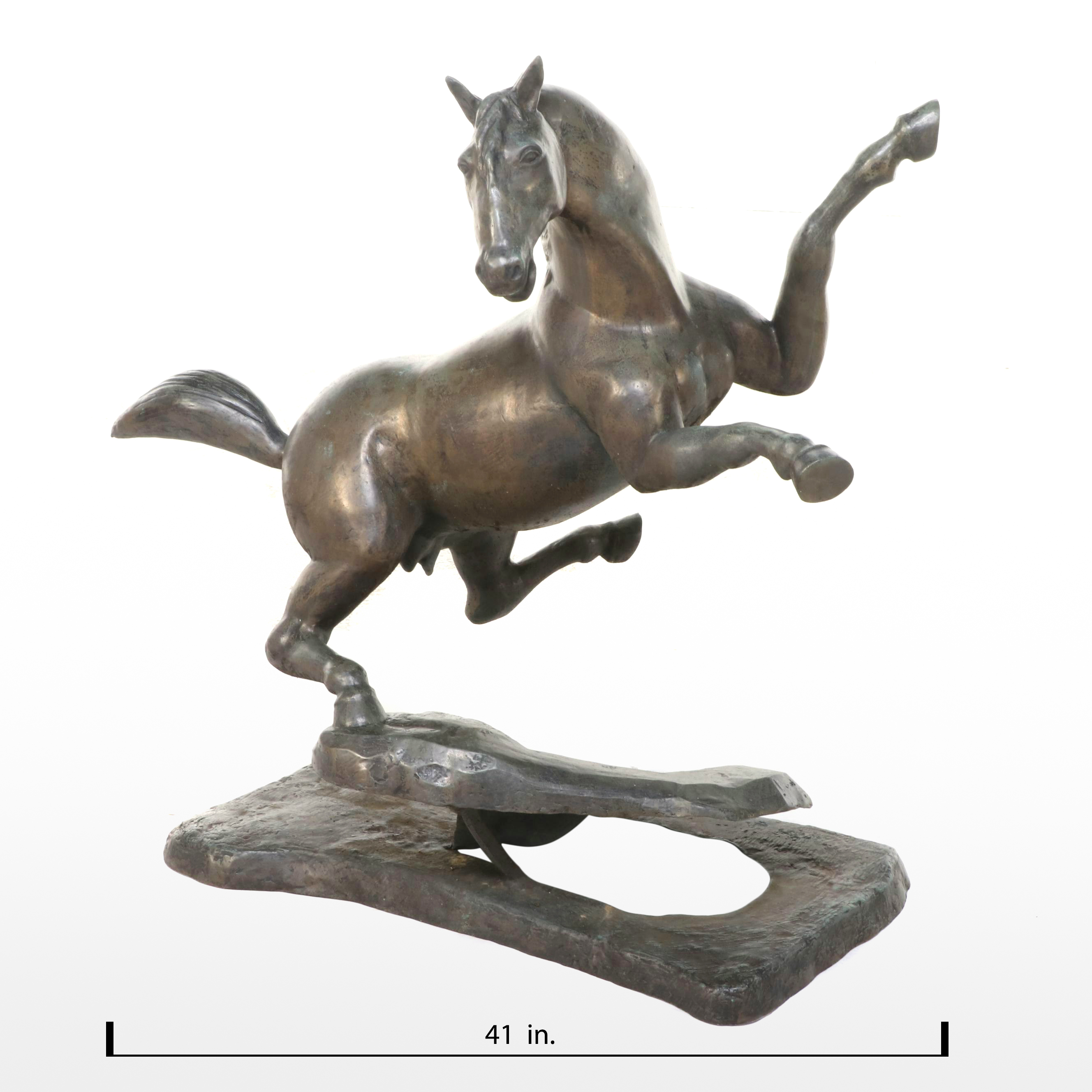 Richard J. Miller Copper Sculpture of Bucking Horse