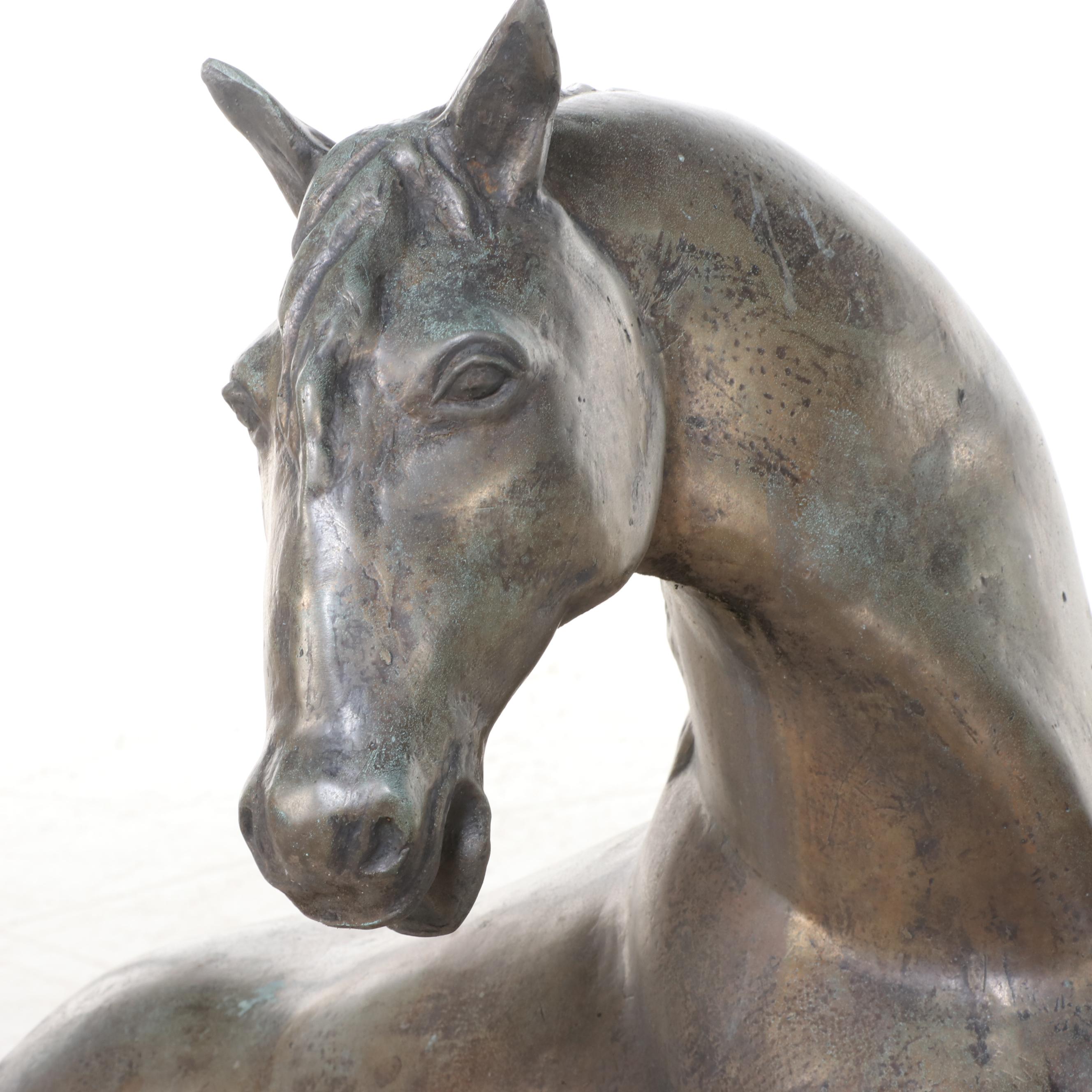 Richard J. Miller Copper Sculpture of Bucking Horse