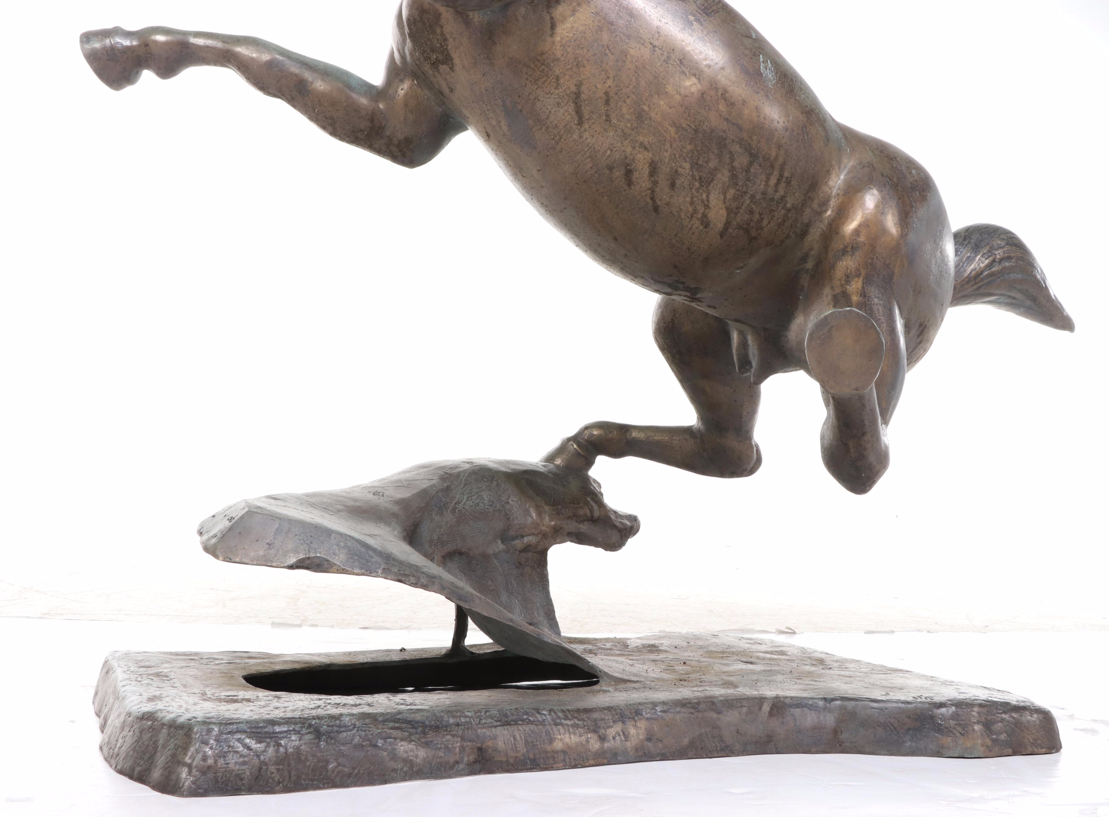 Richard J. Miller Copper Sculpture of Bucking Horse
