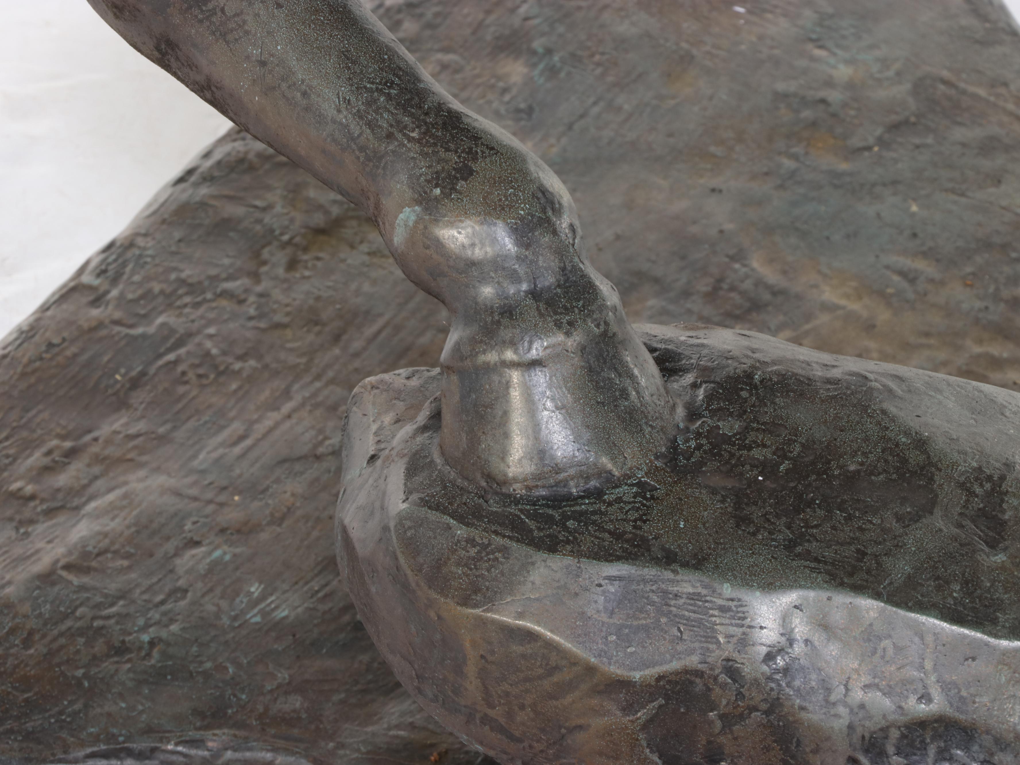 Richard J. Miller Copper Sculpture of Bucking Horse