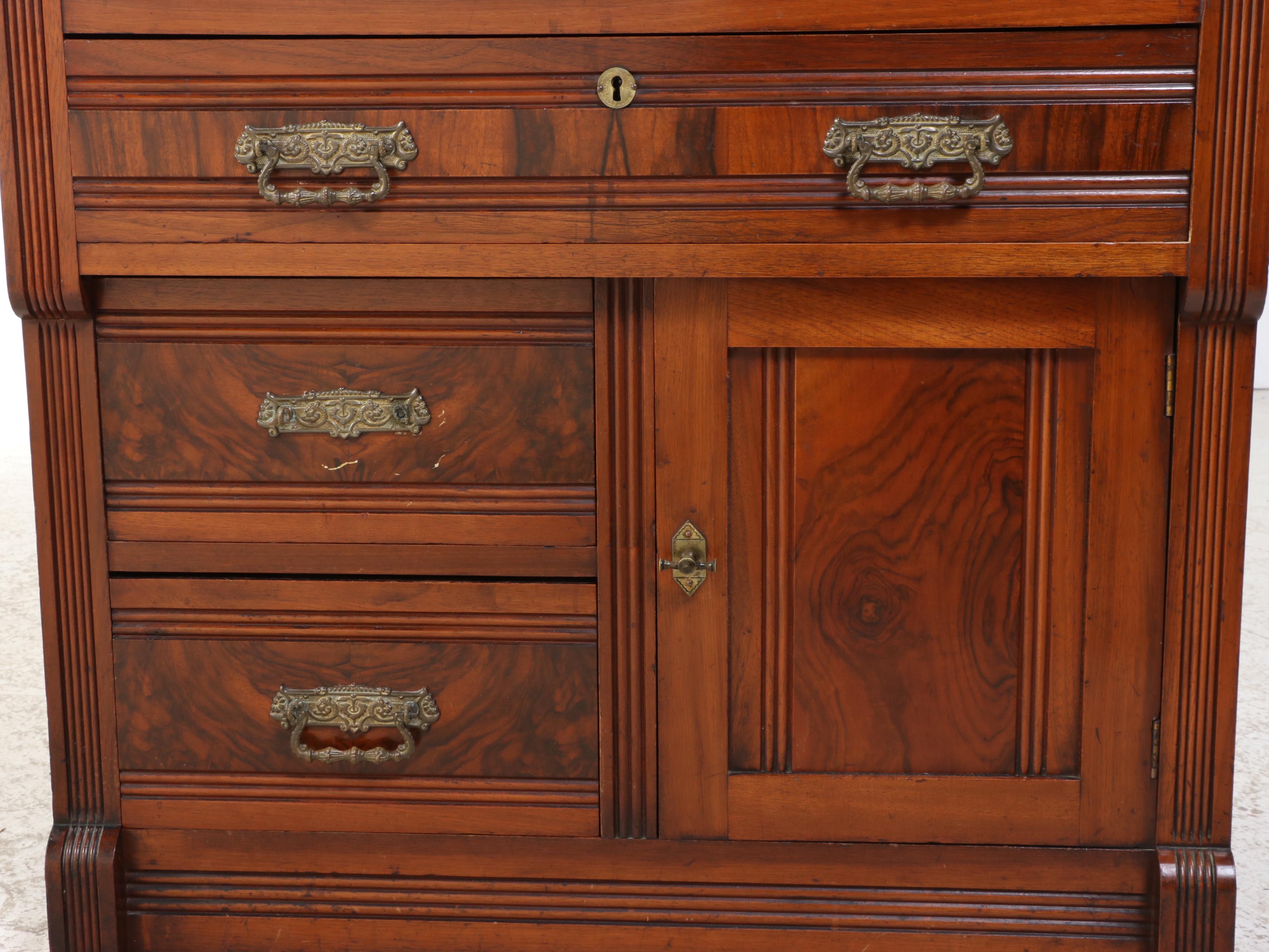 Eastlake Style Walnut and Marble Washstand, Late 19th Century