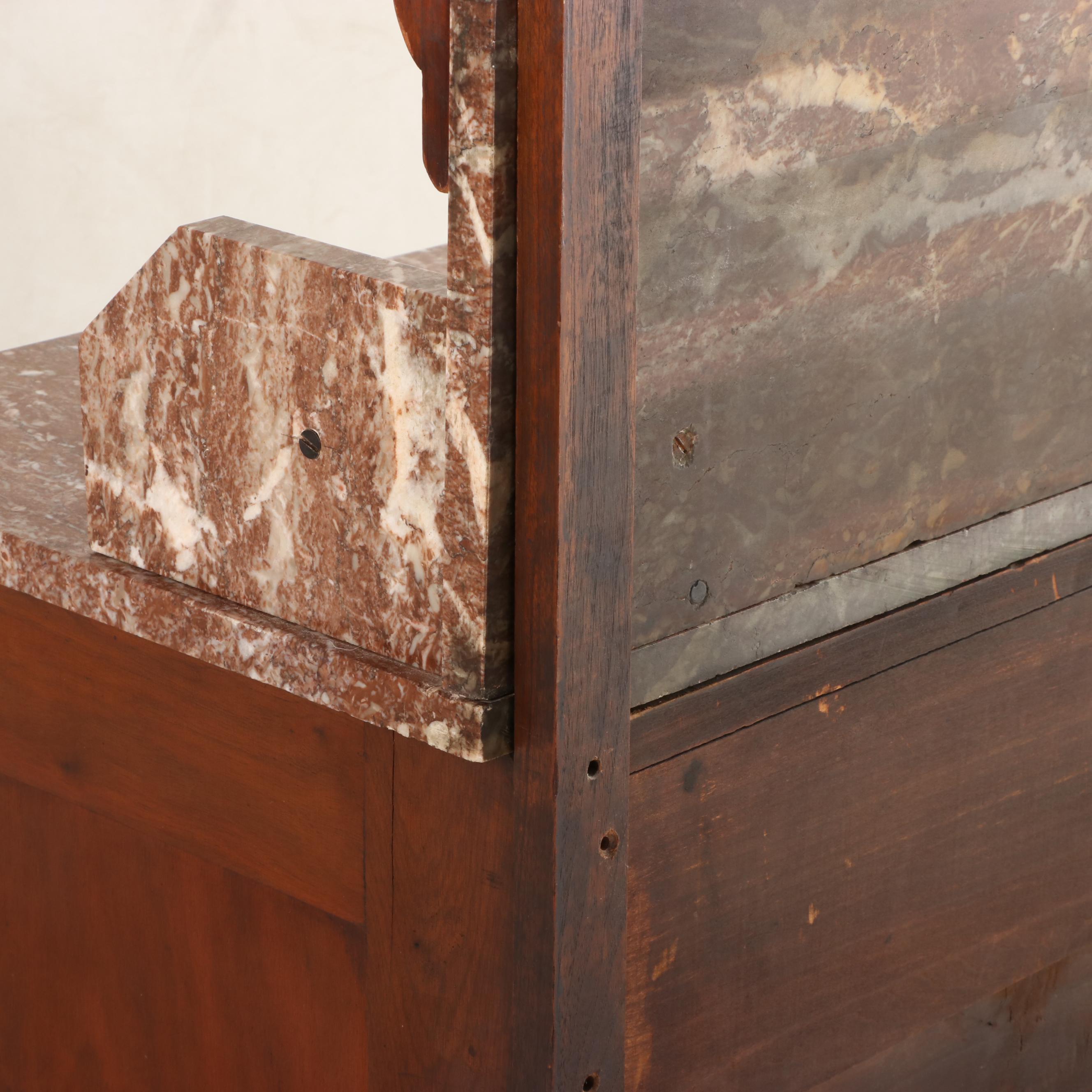 Eastlake Style Walnut and Marble Washstand, Late 19th Century
