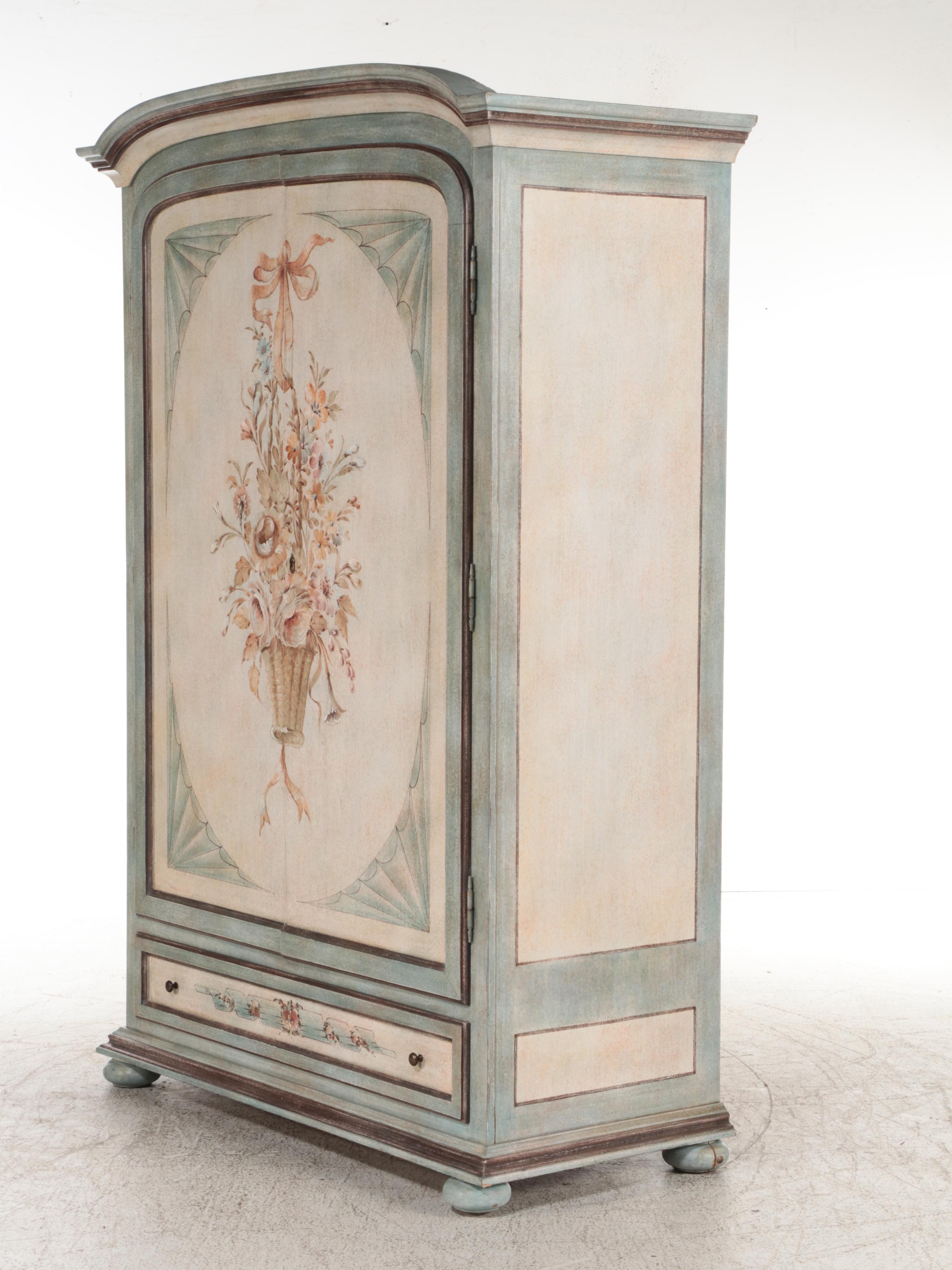 Decorative Crafts Inc. Italian Paint-Decorated TV Armoire